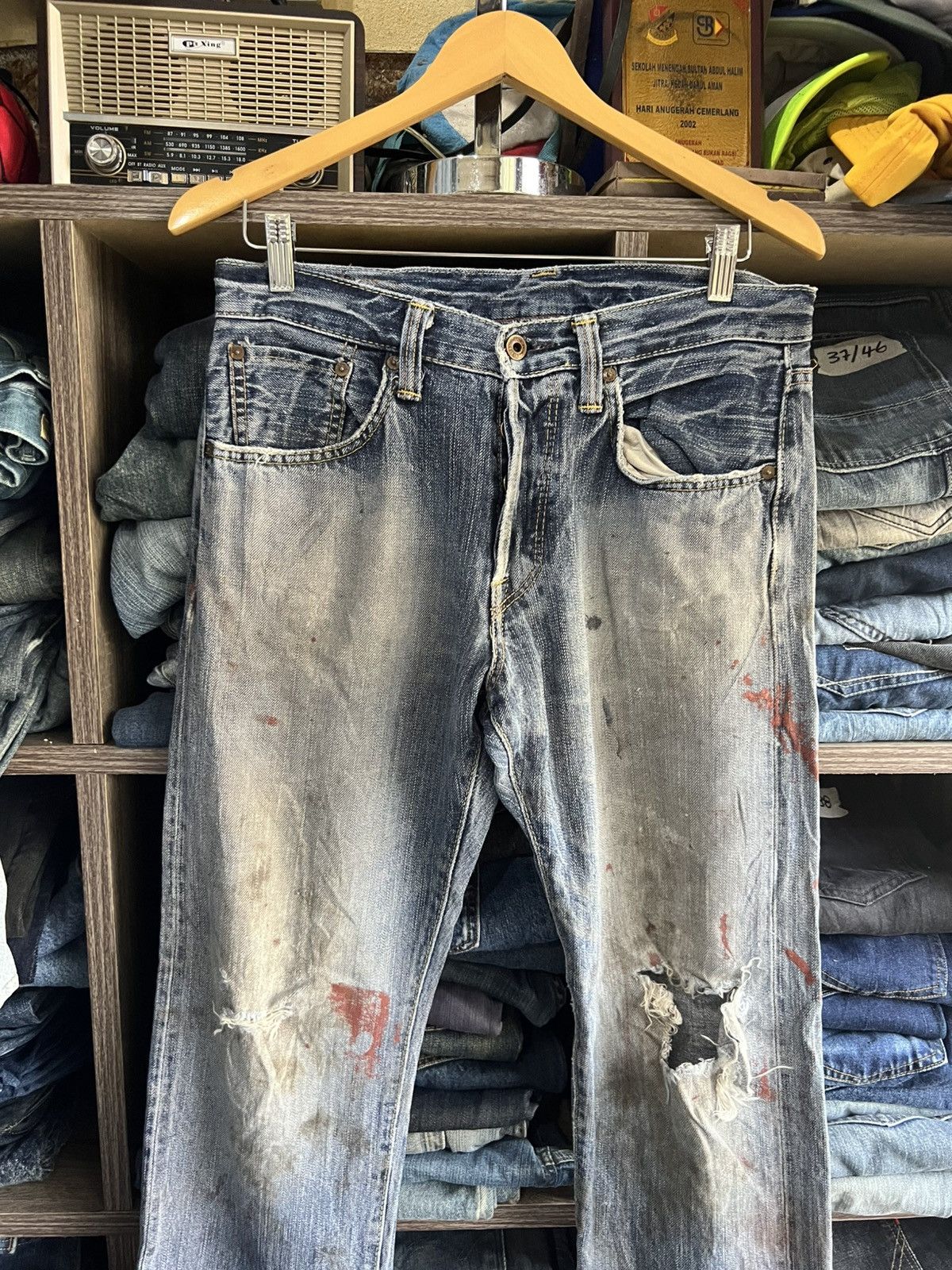Edwin 🔥Vintage Edwin 505 Distressed Denim Size US 32 / EU 48 - 4 Thumbnail