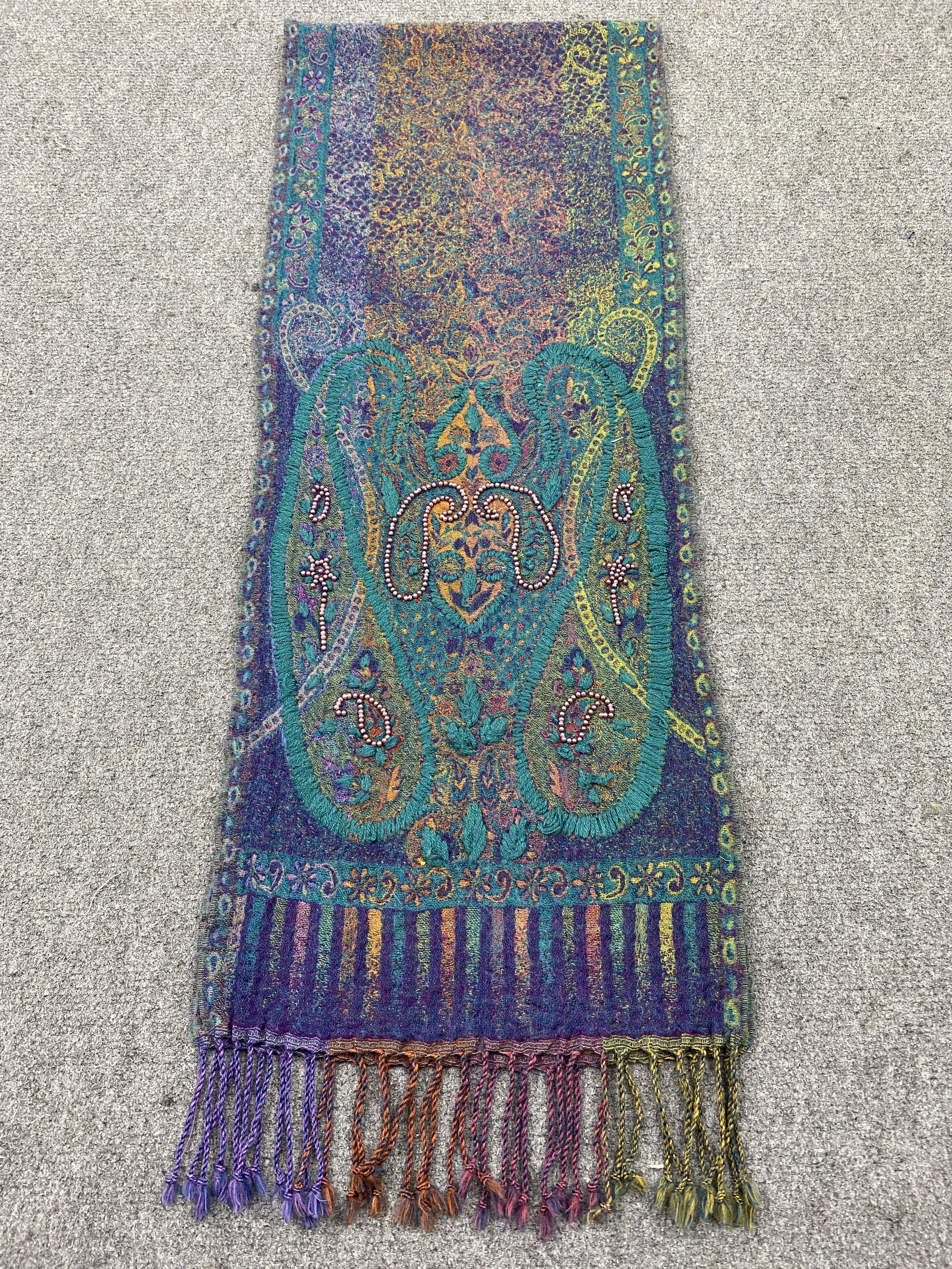 Japanese Brand Tulsi Japan Made Colourfull Paisley Scarf Neckwear SC0220 Size ONE SIZE - 6 Thumbnail