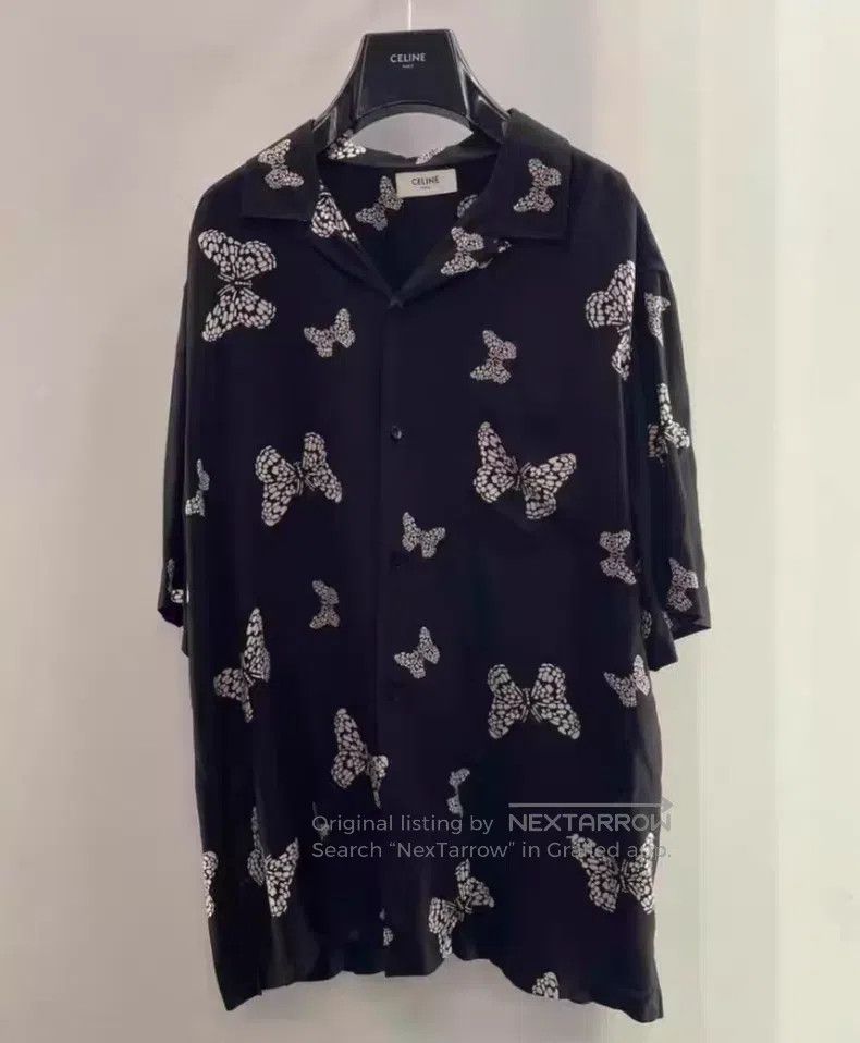 Celine Celine Size 37 Butterfly Printed Short Sleeve Shirt i Size US M / EU 48-50 / 2 - 9 Thumbnail