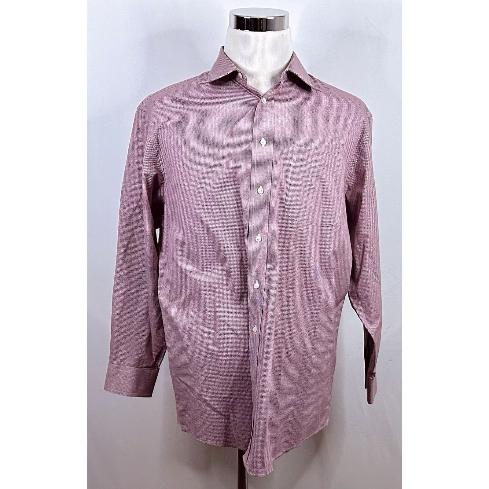 Jos. A. Bank Jos A Bank Dress Shirt 17 33 Tailored Fit Red White Plaid 100% Cotton Formal Mens Size 46R - 2 Thumbnail