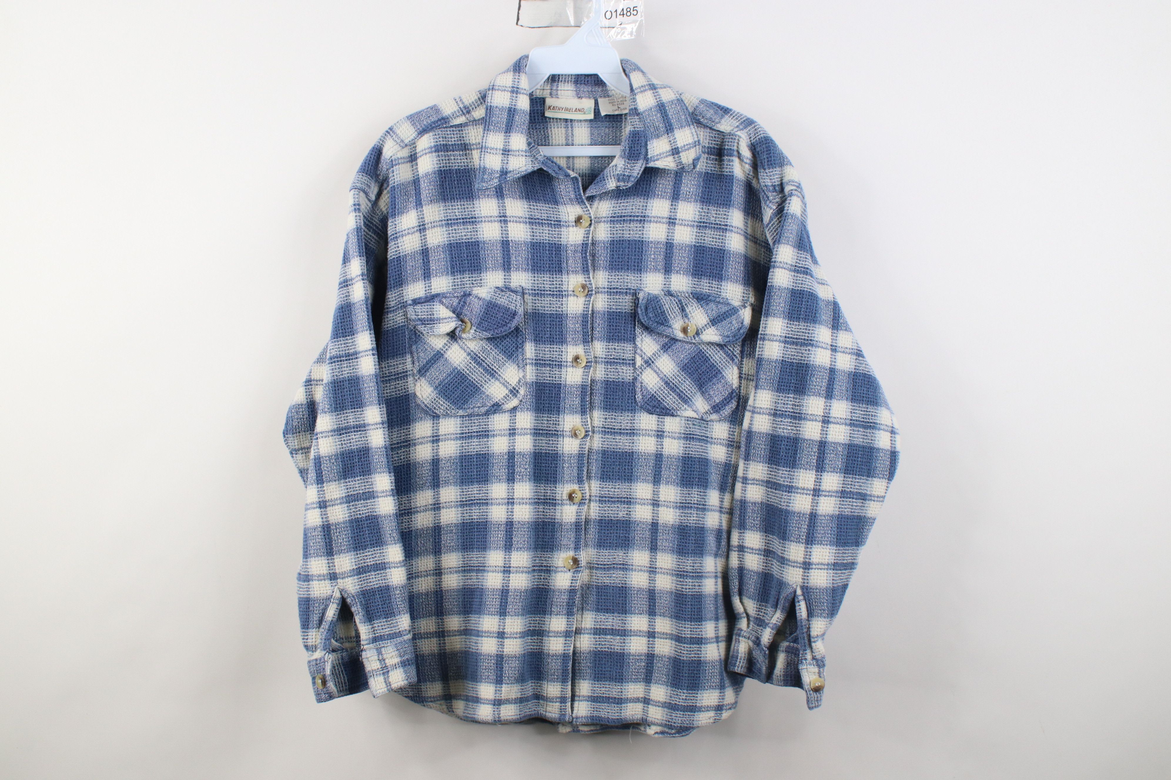 Vintage Vintage 90s Streetwear Knit Collared Button Shirt Plaid Size L / US 10 / IT 46 - 1 Thumbnail