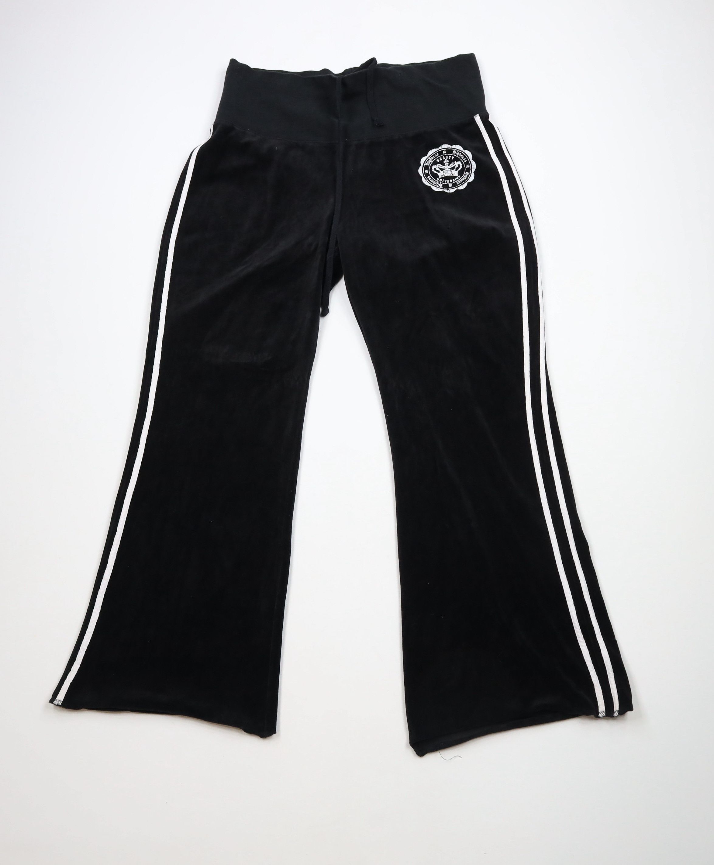 Vintage Vintage 90s Y2K Babydoll Crown Velour Wide Leg Sweatpants Size 34" / US 12 / IT 48 - 1 Thumbnail