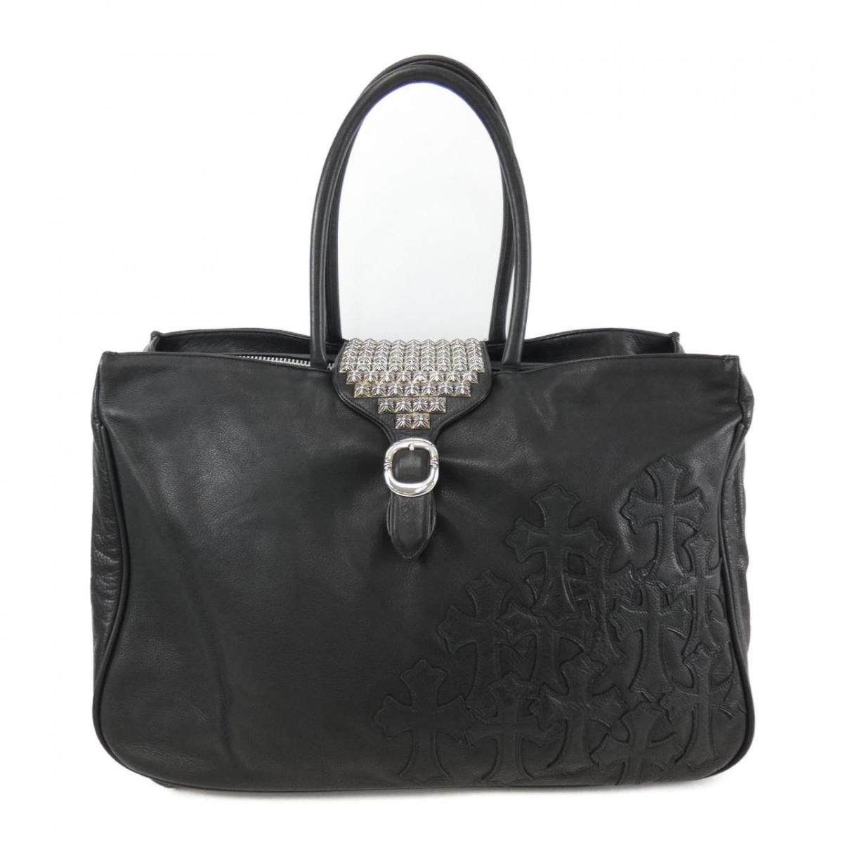image of Chrome Hearts Pyramid Studded Cemetery Shoulder Bag in Black, Women's