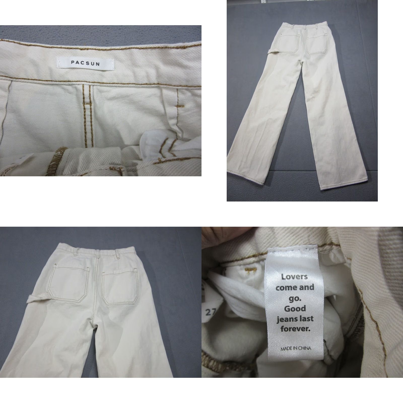 Pacsun PacSun Jeans Womens 27 White Ultra High Rise Flare Carpenter Contrast Stitch Size 27" / US 4 / IT 40 - 8 Thumbnail