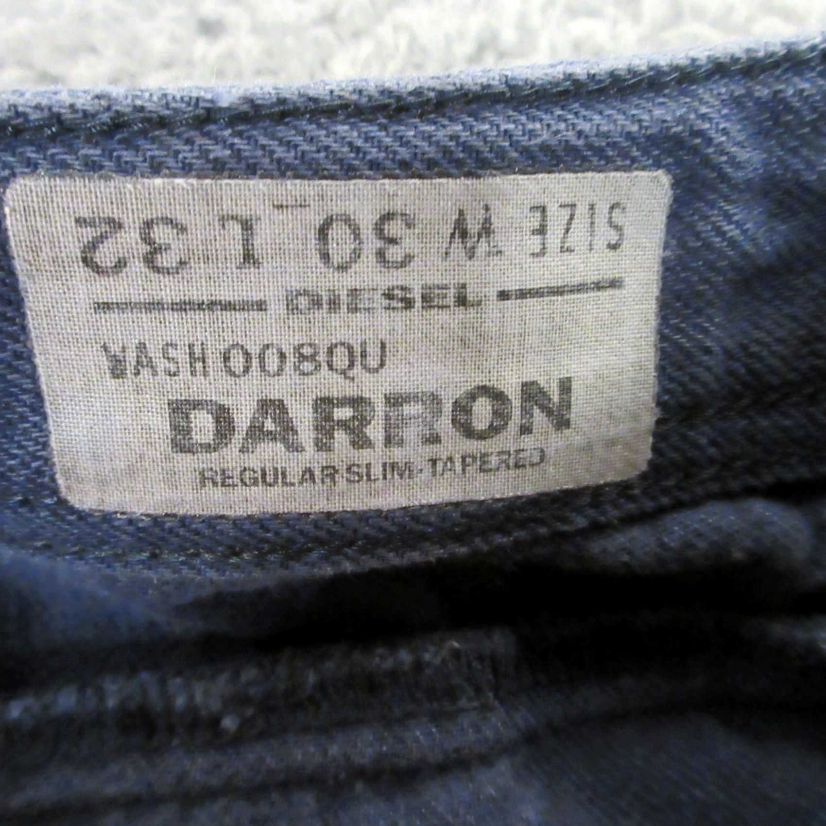 Diesel Diesel Darron Jeans Slim Tapered Regular 30x28 Blue Denim Mens 5-Pocket Belt Loops Inseam 28" Hemmed Dark Wash Denim Jeans Size US 30 / EU 46 - 4 Thumbnail