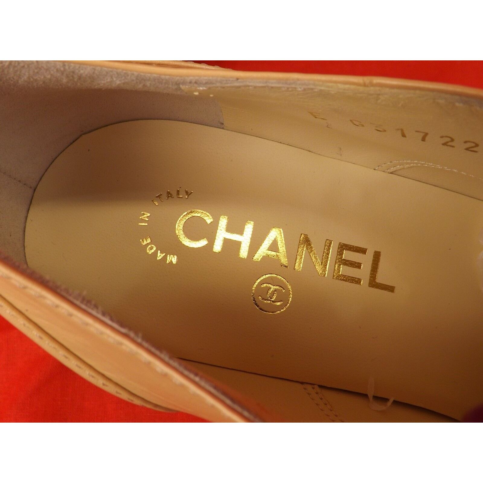 Chanel CHANEL G3172 BEIGE LEATHER CAMELLIA CC PLATFORM OXFORDS 39.5 Size US 9.5 / IT 39.5 - 9 Thumbnail
