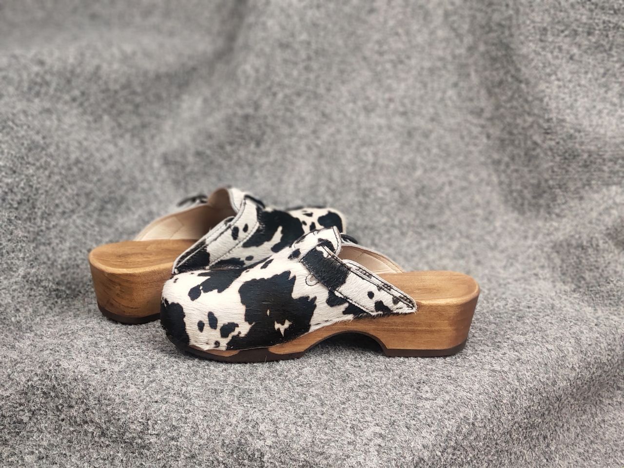 Woody Design Manu Fur W' Leather cowhide Clogs mules Shoes