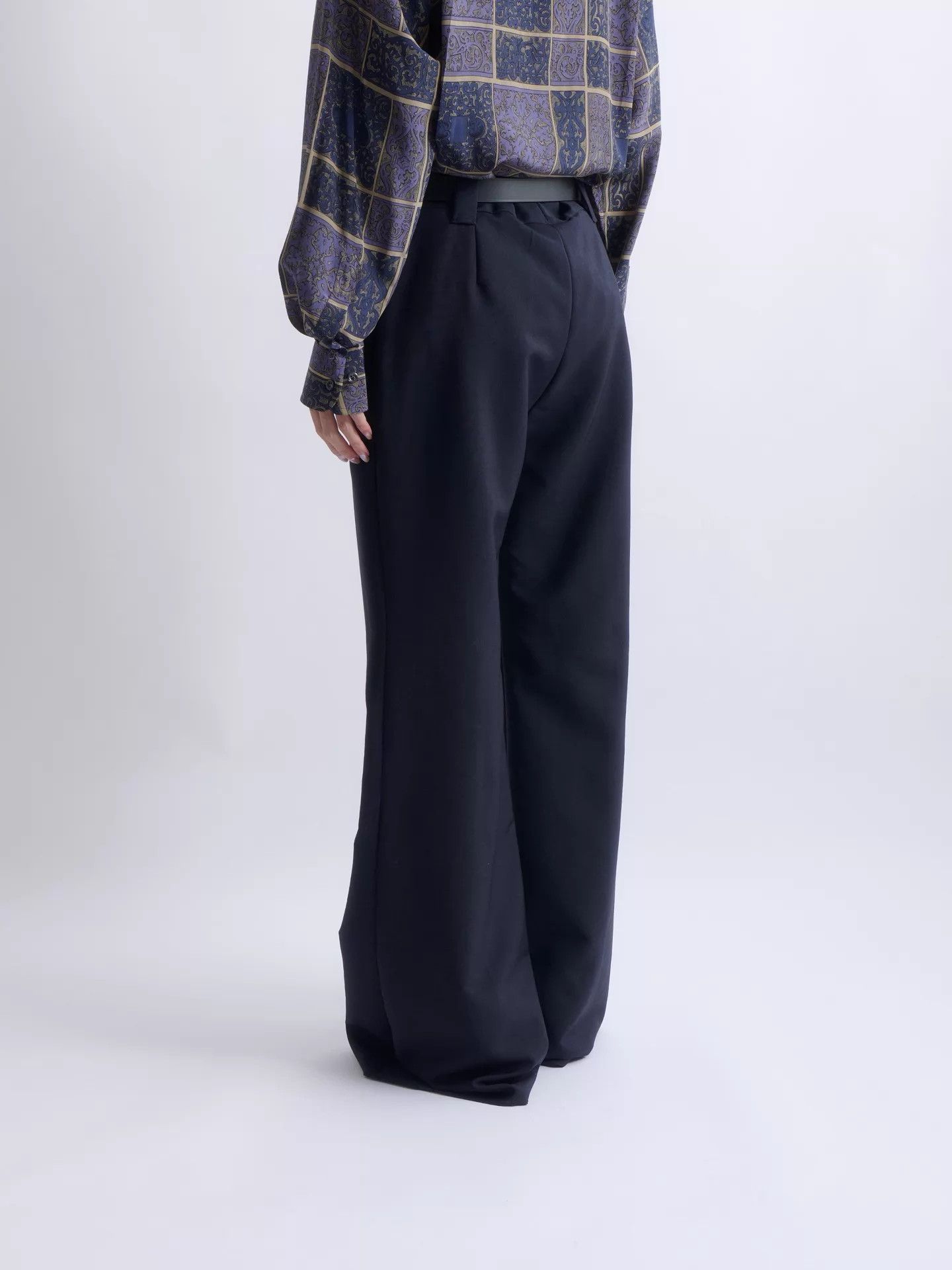 Prada PRADA Navy Mohair High-Waist Flared Trousers Size 26" / US 2 / IT 38 - 3 Thumbnail