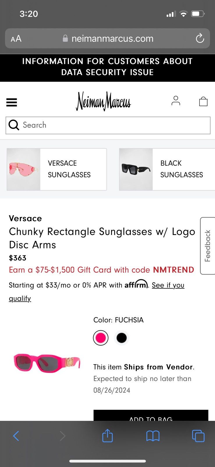 Versace SOLD-Pink Versace Sunglasses Size ONE SIZE - 8 Thumbnail