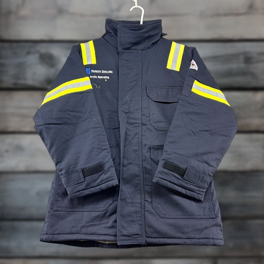 Vintage Bulwark Mens Small Blue Flame Resistant FR Hi Vis Reflective 43.3 ATPV Jacket Size US S / EU 44-46 / 1 - 1 Thumbnail