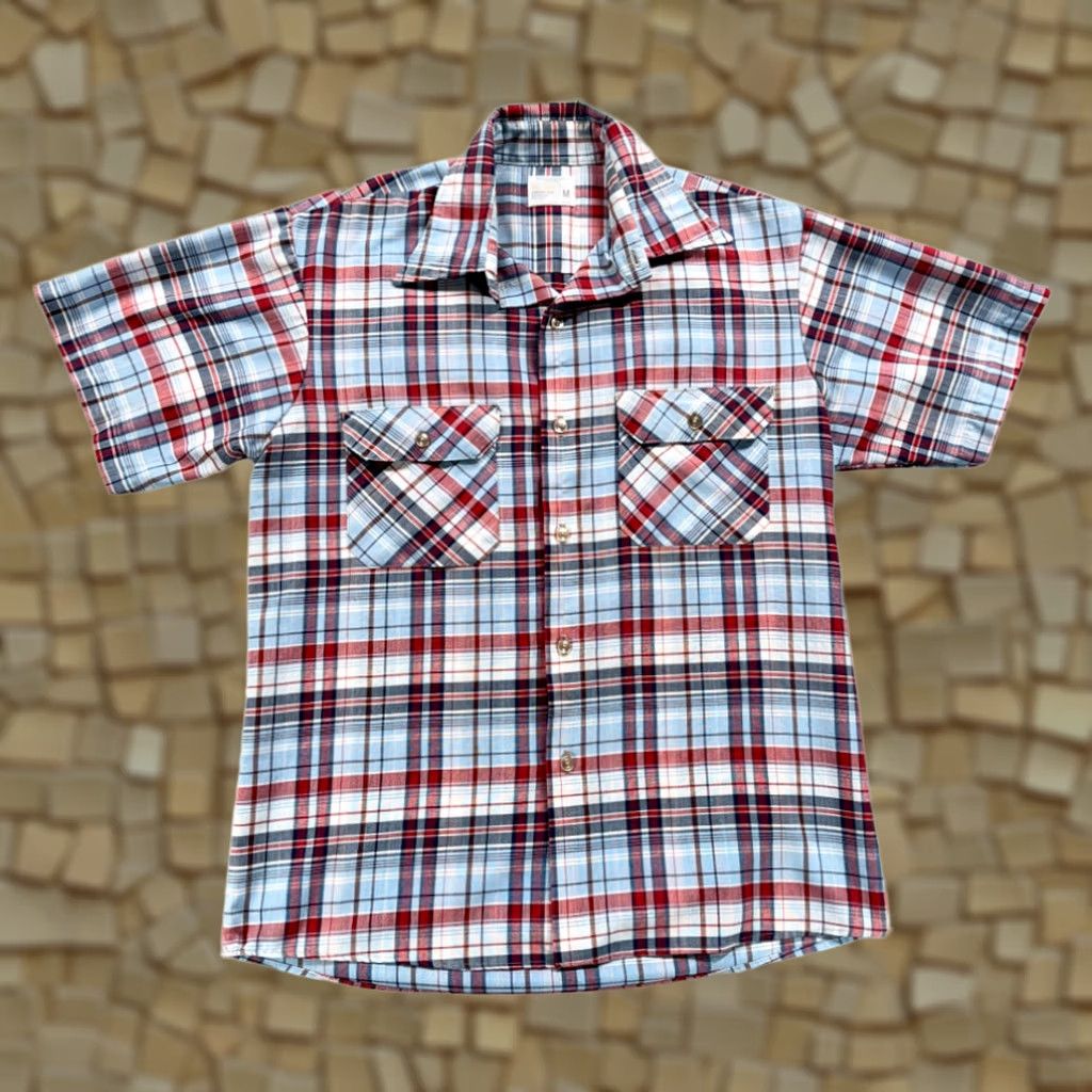 Vintage Vintage Big Mac Shirt Adult MEDIUM Blue Red Plaid Camp Collar Workwear 70s Size US M / EU 48-50 / 2 - 1 Thumbnail
