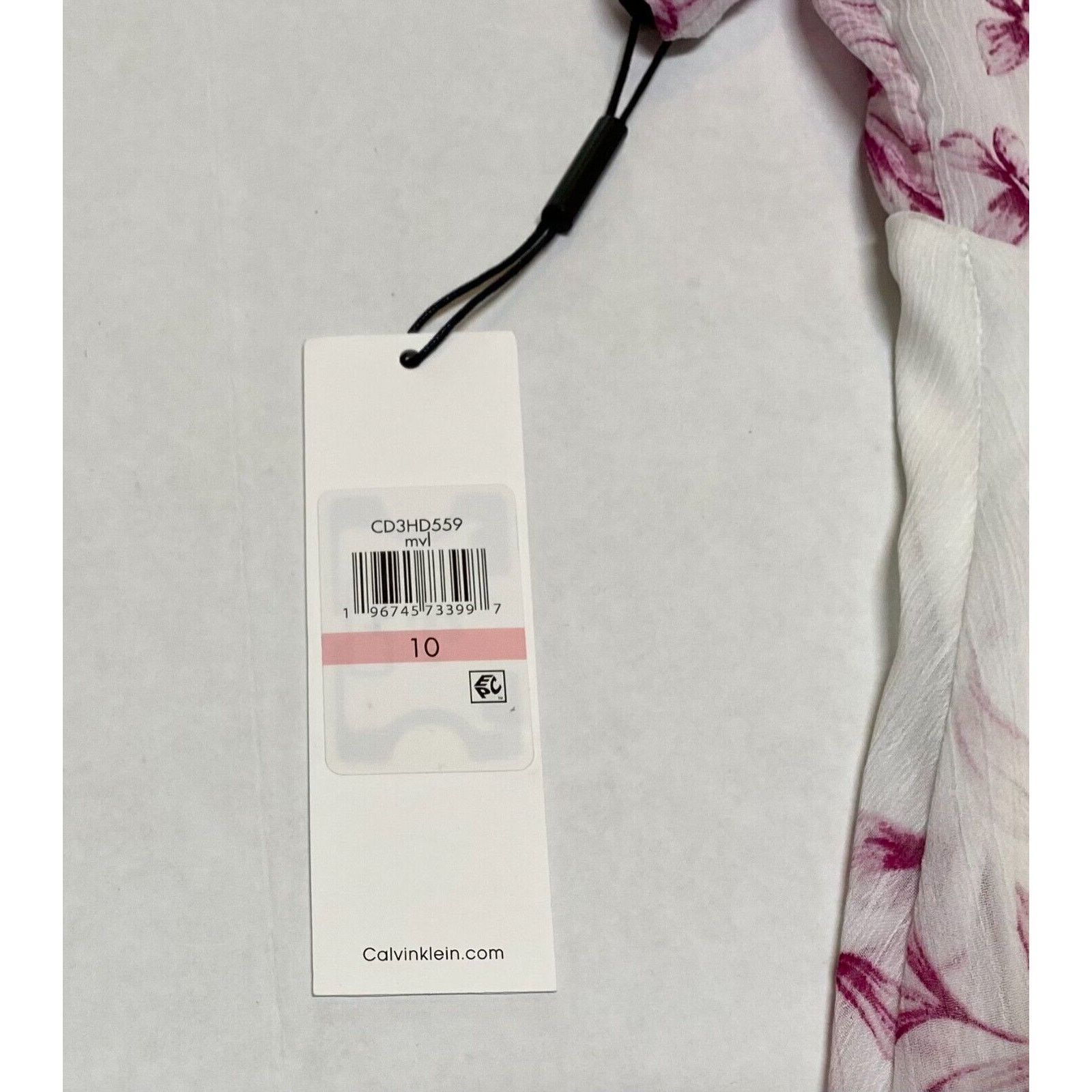 Calvin Klein Calvin Klein Women's Floral Print Dress Ruffled 10 NWT Size L / US 10 / IT 46 - 5 Thumbnail