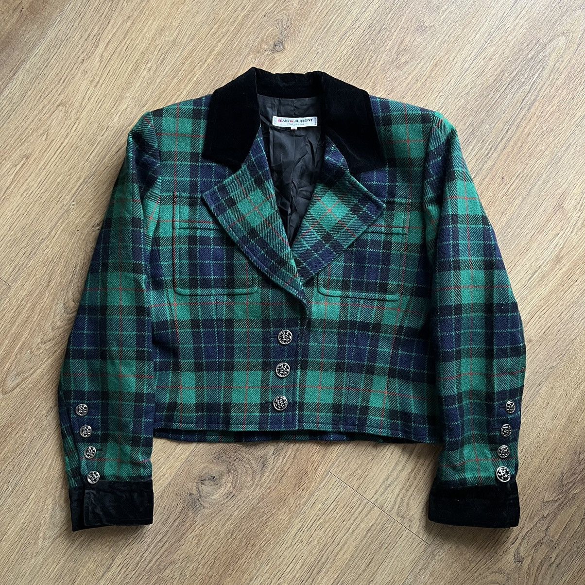 Yves Saint Laurent Archive Saint laurent rive gauche tartan short wool jacket Size L / US 10 / IT 46 - 2 Thumbnail