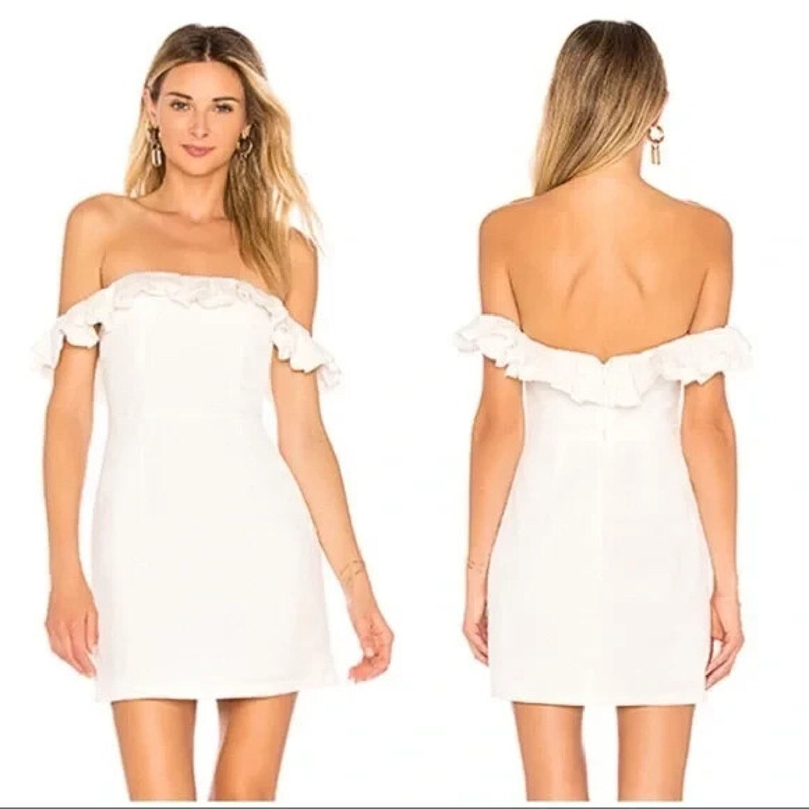ByTheR By the way white ruffle off the shoulder dress XXS A000934 Size XXS / US 00 / IT 34 - 1 Thumbnail