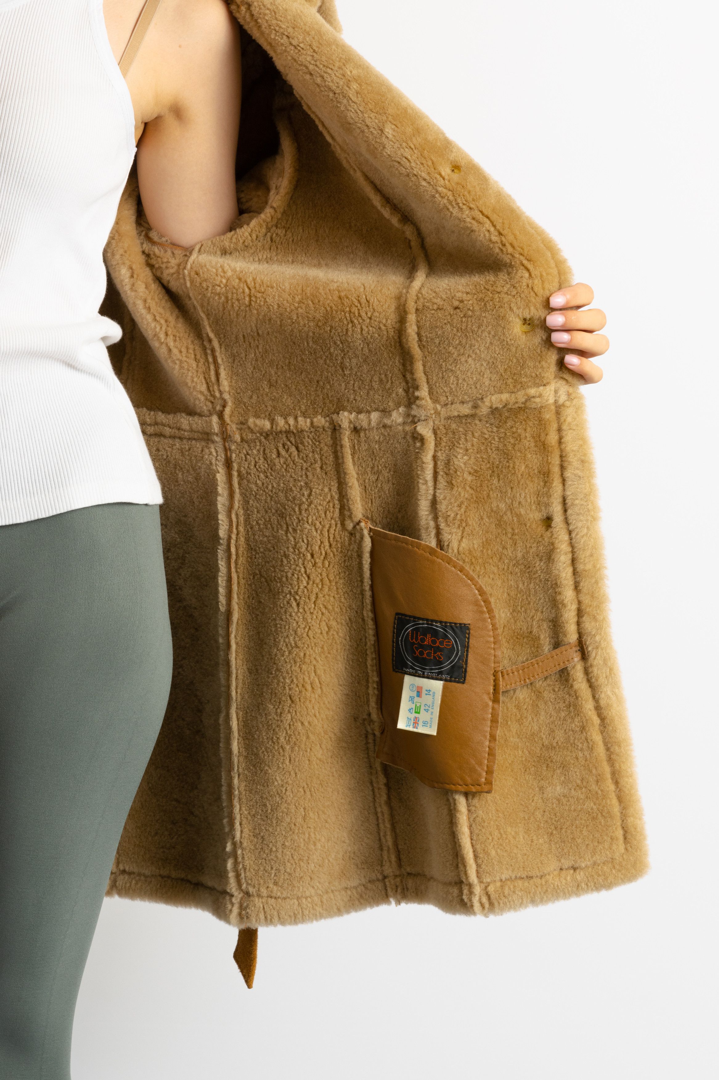 Vintage Women Winter Sheepskin Suede Coat 80s Medium size5932 Size M / US 6-8 / IT 42-44 - 9 Thumbnail