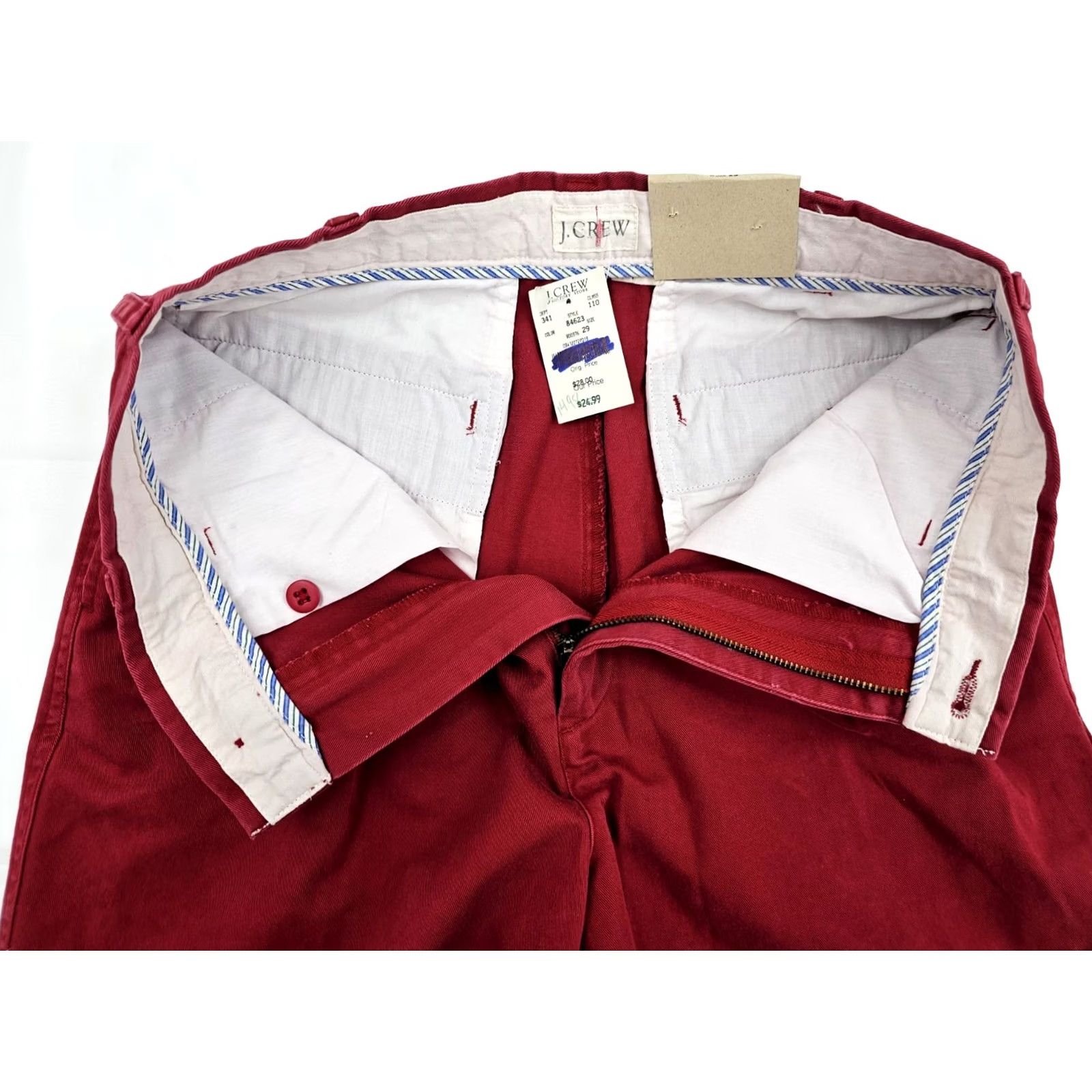J.Crew VINTAGE J. Crew High Rise Chino Pleated Cotton Shorts Women 29 Cranberry Red 7" Inseam Mens? Size 29" - 6 Thumbnail