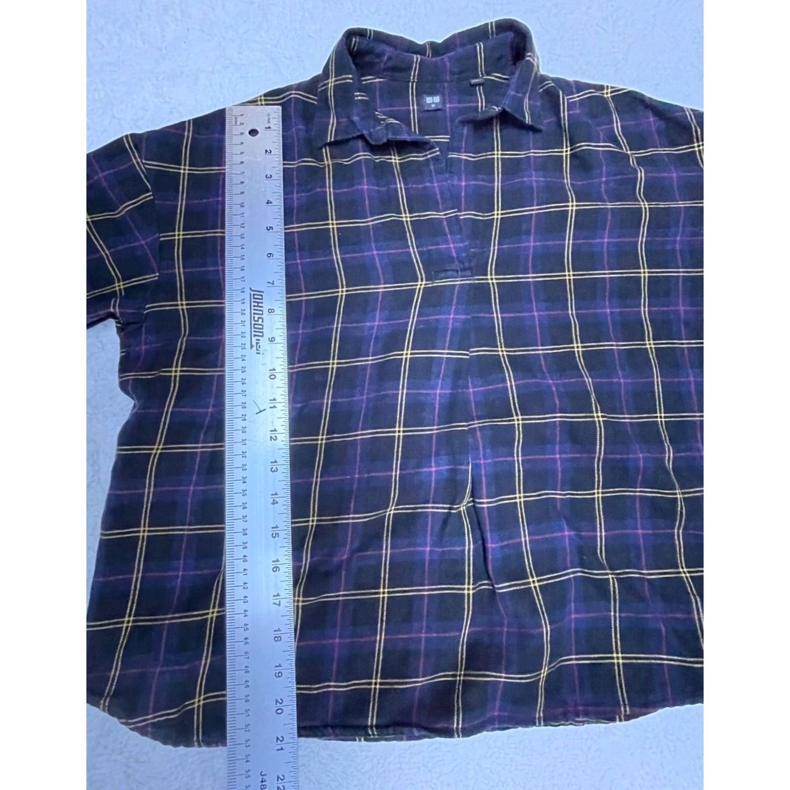 Uniqlo Uniqlo Women's Long Sleeve Plaid Flannel Oversized Shirt XS Gray Purple Size XS / US 0-2 / IT 36-38 - 3 Thumbnail