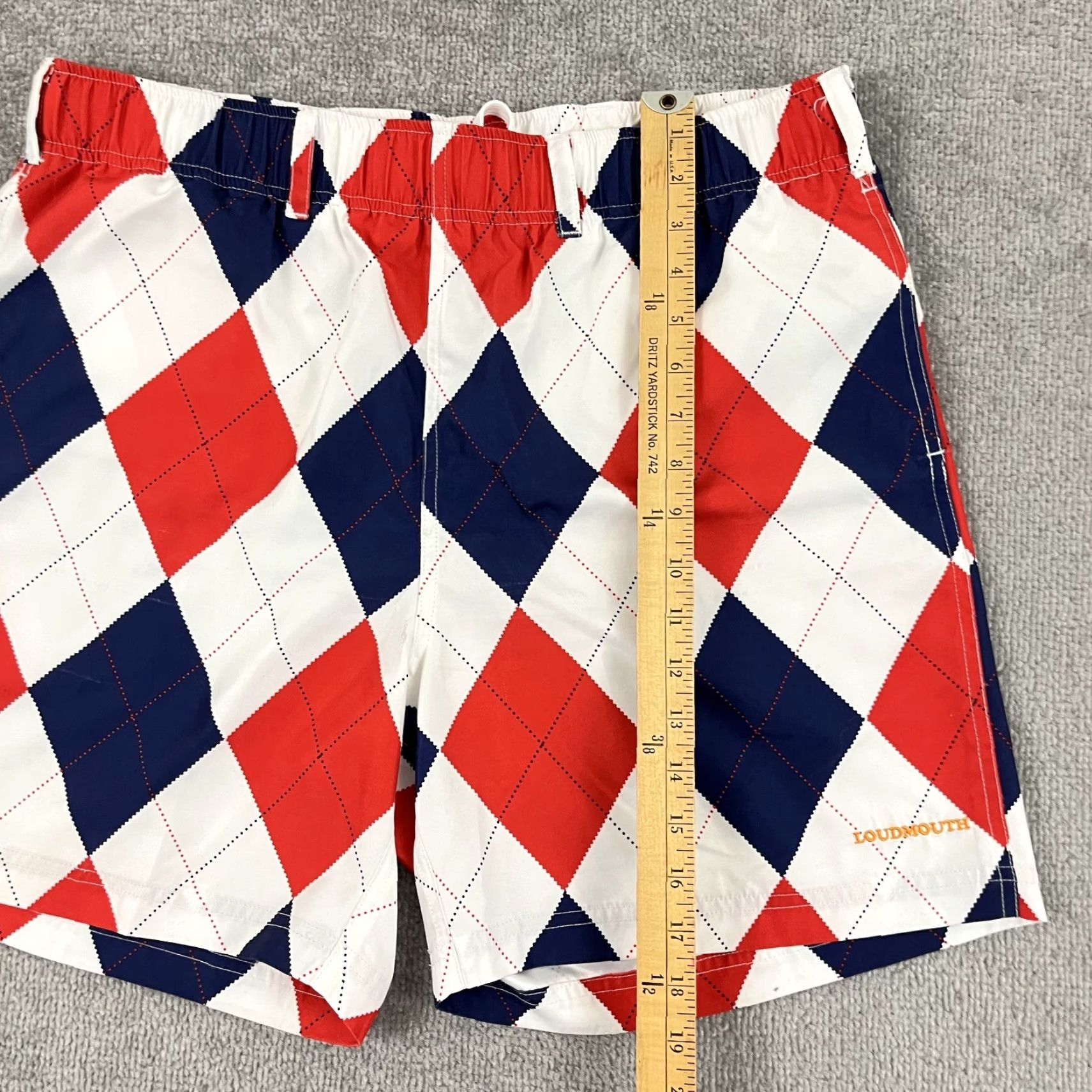 Vintage LOUDMOUTH Shorts Men XL 6" Red White Blue Argyle USA July 4th Hybrid Swim Golf Regular Pants/Shorts? Size US 36 / EU 52 - 5 Thumbnail