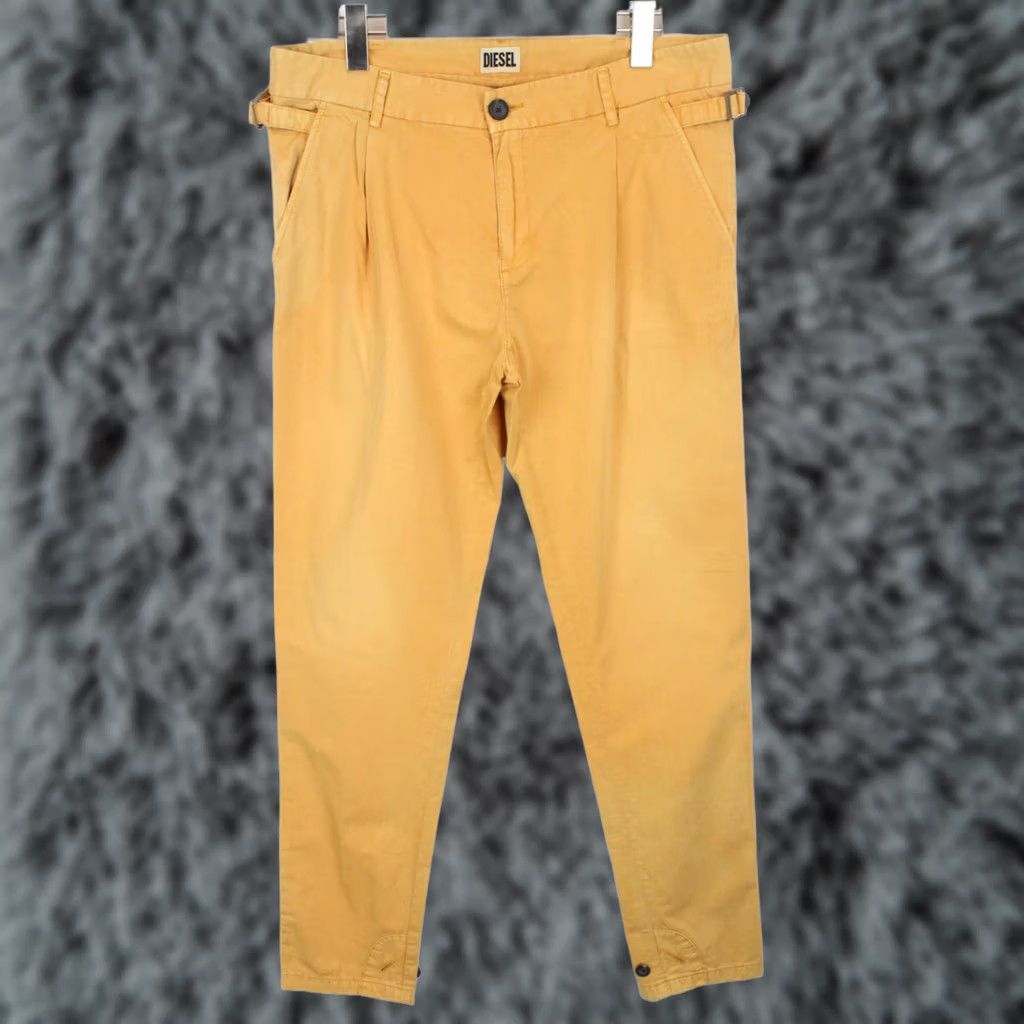 Diesel DIESEL P-Jasper Trousers Women's W31 Zip Pleated Belted Tapered Faded Orange Chino Casual Womens Size 24" / US 00 / IT 34 - 1 Thumbnail