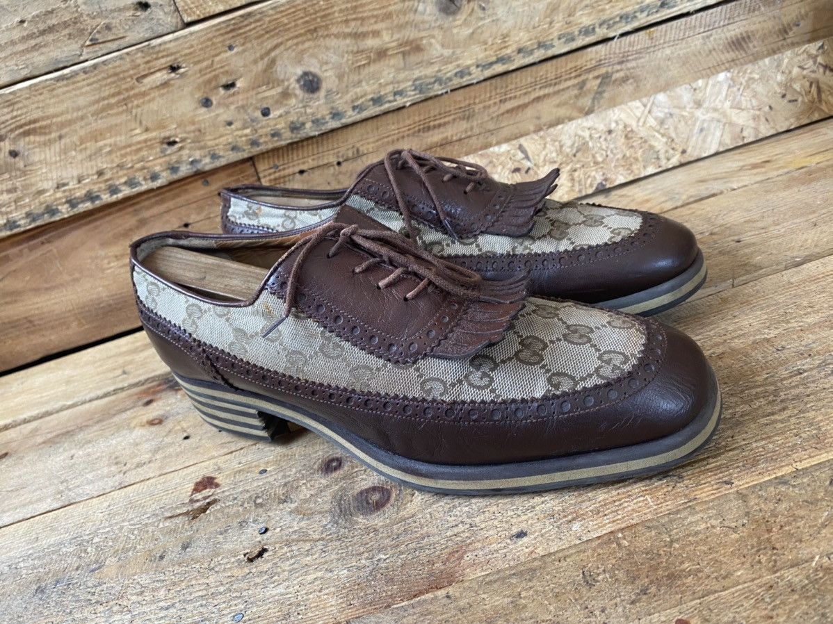 Dapper Dan × Gucci × Vintage Gucci GG logo monogram print casual heeled brouges shoe sz42 Size US 9 / EU 42 - 11 Thumbnail