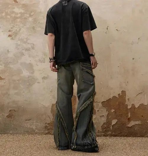 High Sport × Japanese Brand × Ring Of Fire Retro Soul Heavy Fringe Raw Edge Jeans Size US 30 / EU 46 - 4 Thumbnail