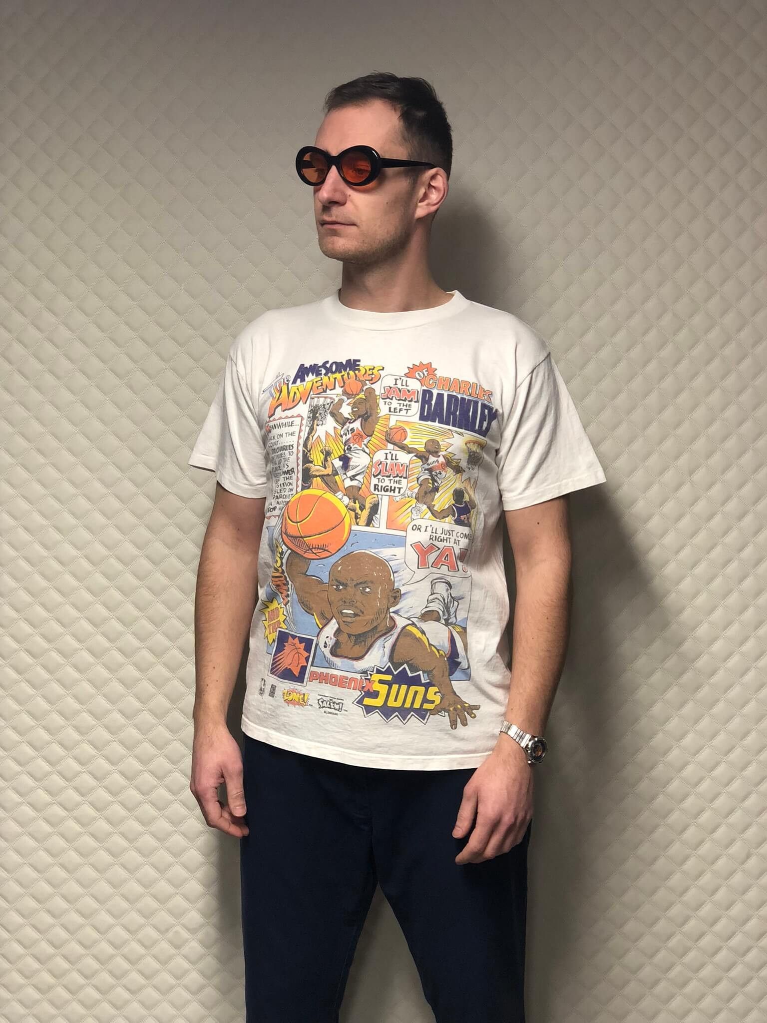 image of Vintage Salem T-Shirt Nba Phoenix Suns Barkley 90's in White, Men's (Size Medium)