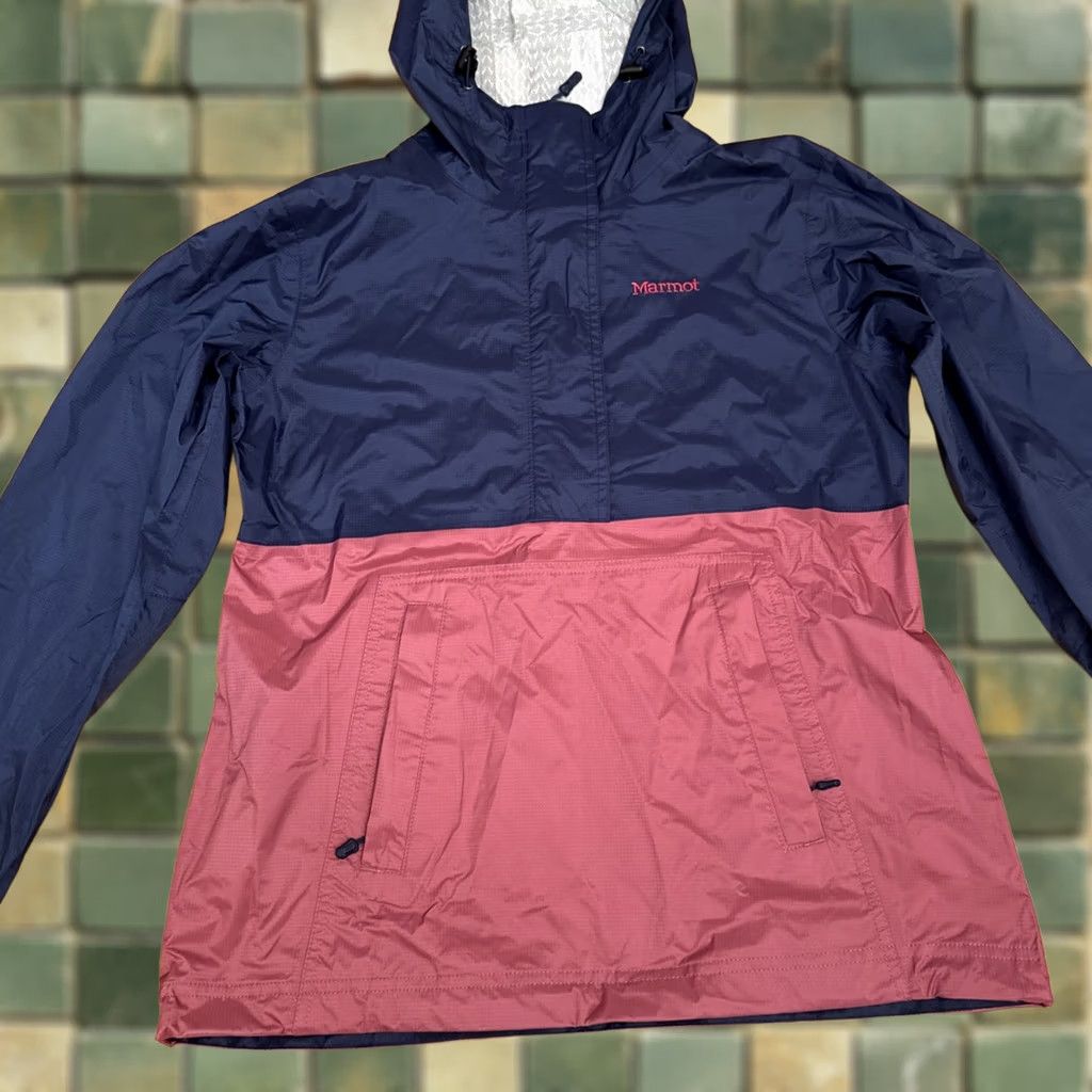 Marmot Marmot PreCip Eco Hooded Packable Rain Jacket Navy Blue Pink Half Zip XS Jacket Teens L Blue Hooded Rainwear Mens? Size L / US 10 / IT 46 - 1 Thumbnail