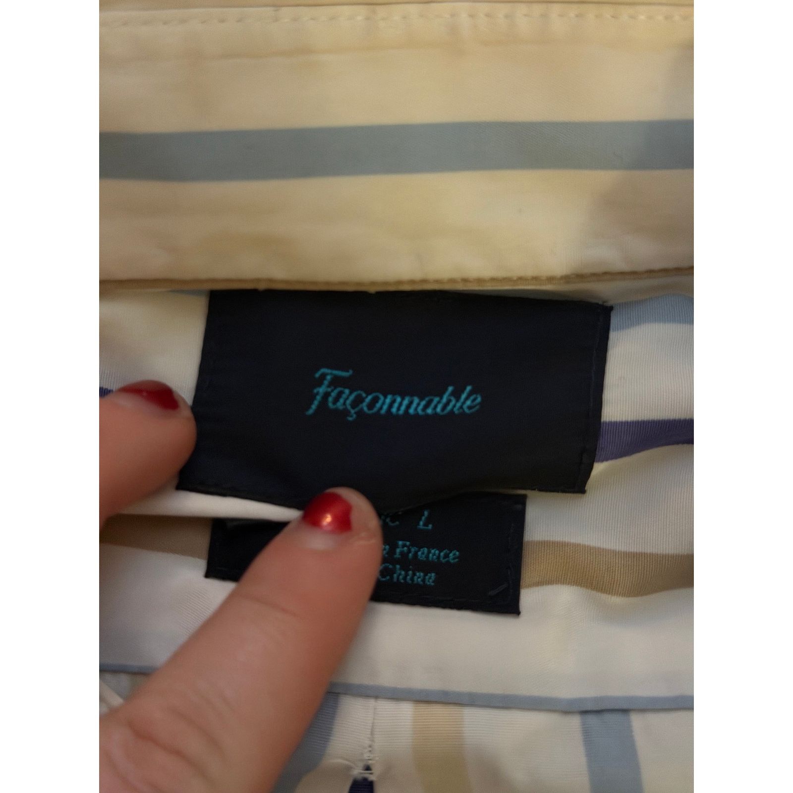 Faconnable Façonnable Striped Button Down Shirt Neutral Blue Size US L / EU 52-54 / 3 - 4 Thumbnail
