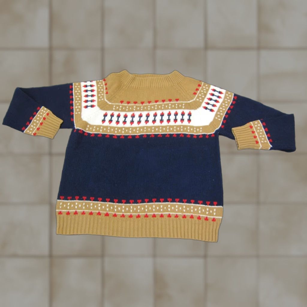 JCPenney VINTAGE JCPenney Sweater Mens M Blue Brown Nordic Knit Pullover 70s 80s Knit Pullover Crew Neck Casual Winter Fall 90s 80s Mens Size US M / EU 48-50 / 2 - 1 Thumbnail