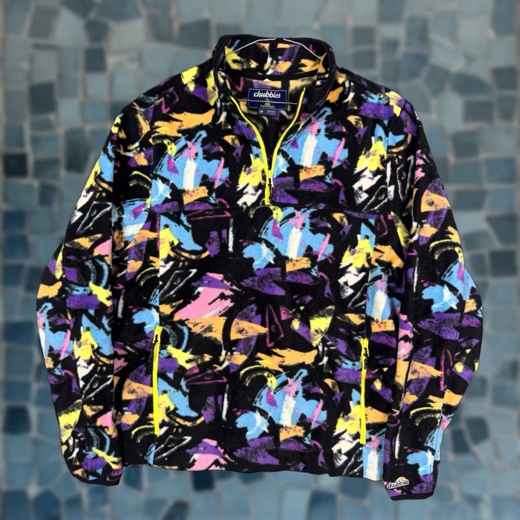 Chubbies Chubbies Jacket Mens M Fleece Pullover 1/4 Zip Abstract Neon Geometric Sweater Jacket Size US M / EU 48-50 / 2 - 1 Thumbnail