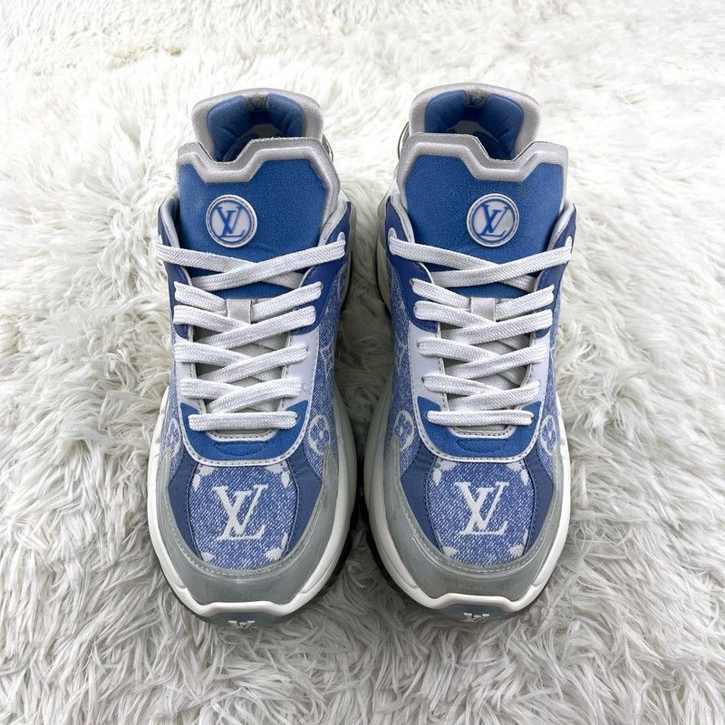 Louis Vuitton Louis Vuitton Run 55 Blue and White Sneakers -2505 Size US 8 / IT 38 - 2 Thumbnail