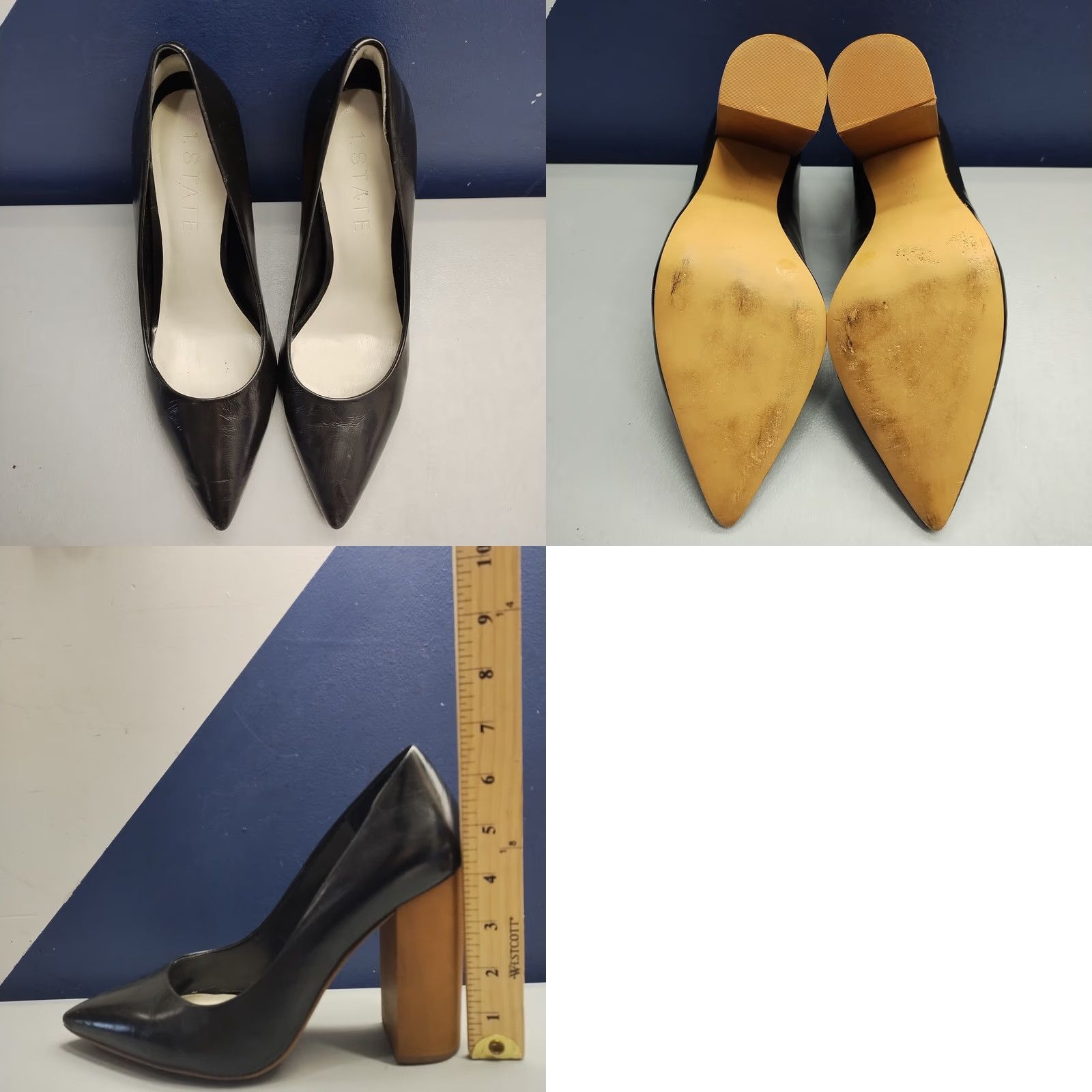 Vintage 1.STATE Valencia Pump Heels Womens Size 9.5M Black Leather Pointed Toe Slip On Women Pump Valencia 9.5 Black Leather 1.State Size US 10 / IT 40 - 8 Thumbnail
