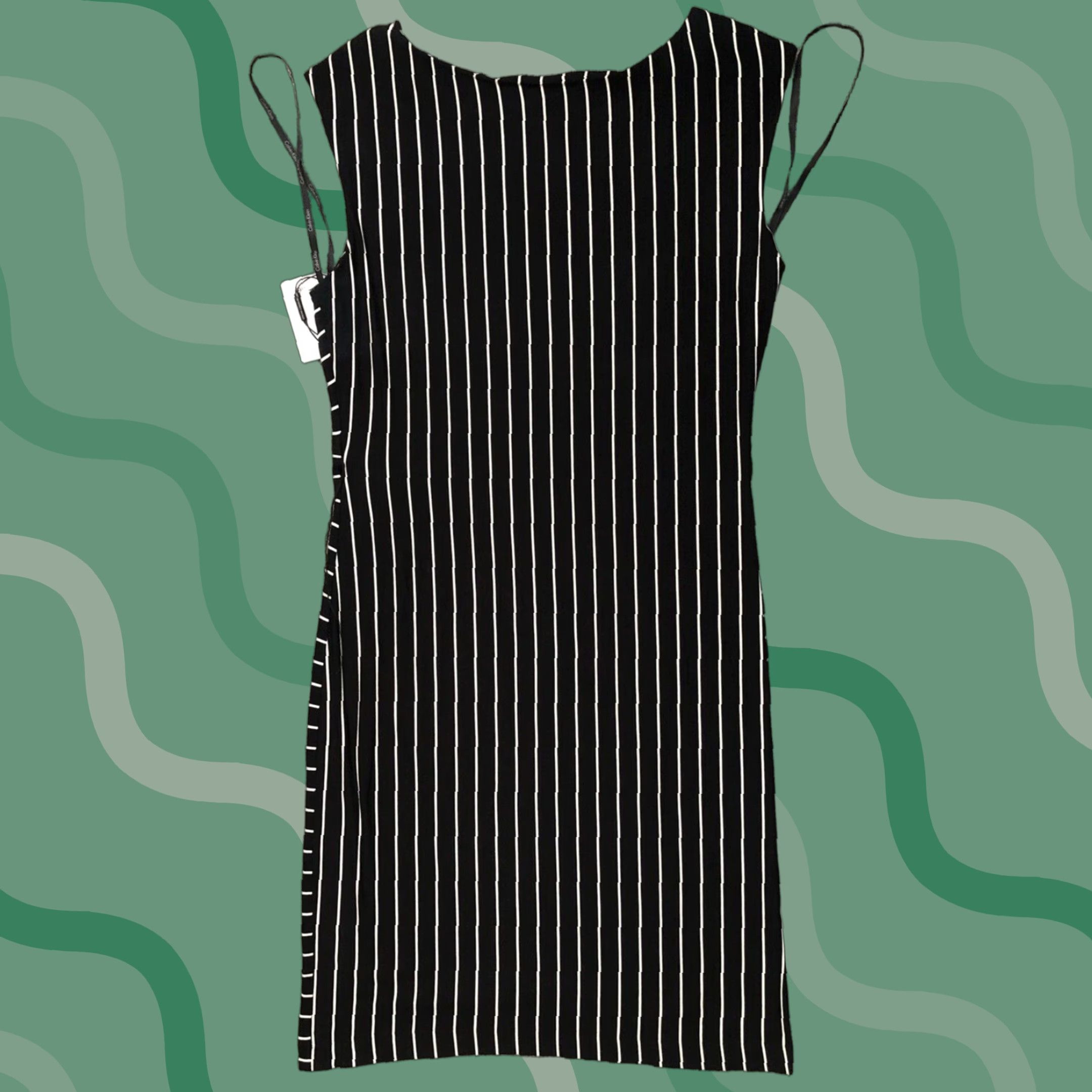 Calvin Klein Calvin Klein Dress Women 10 Striped Sleeveless Knee Length Black White Pullover Buttonless NWT Vintage? Wait. Size L / US 10 / IT 46 - 1 Thumbnail