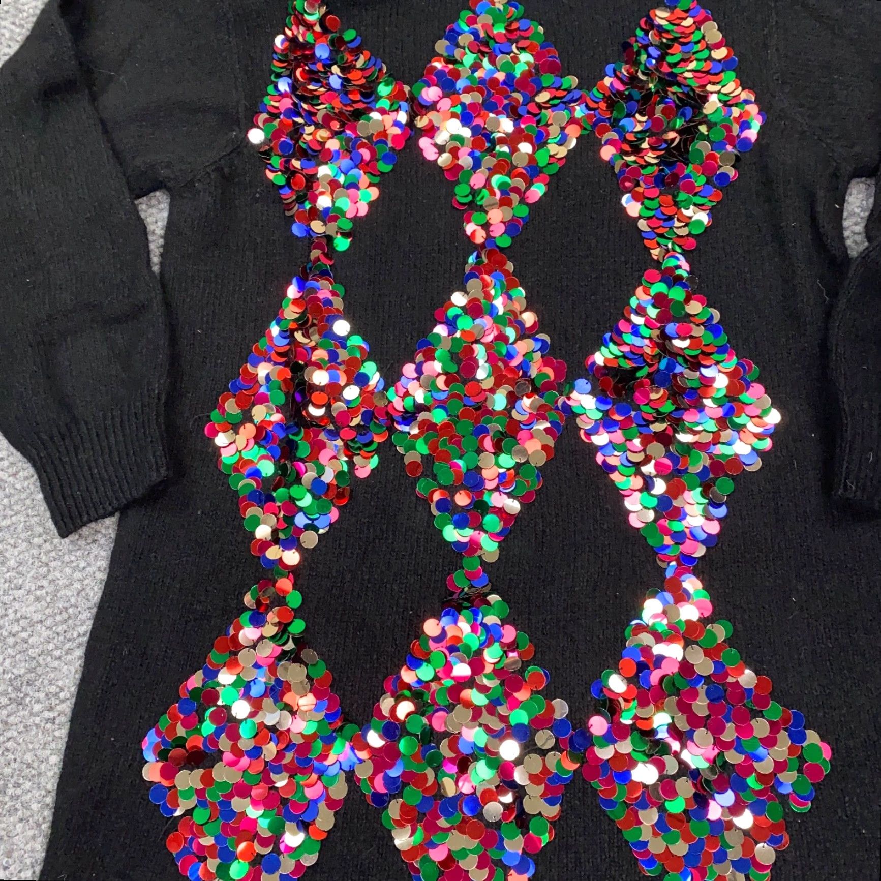 Vintage In Charge Women's Sweater S Black Angora Silk Lambswool Sequin Crew Neck Holiday Christmas Pullover Knit Womens Size S / US 4 / IT 40 - 2 Thumbnail