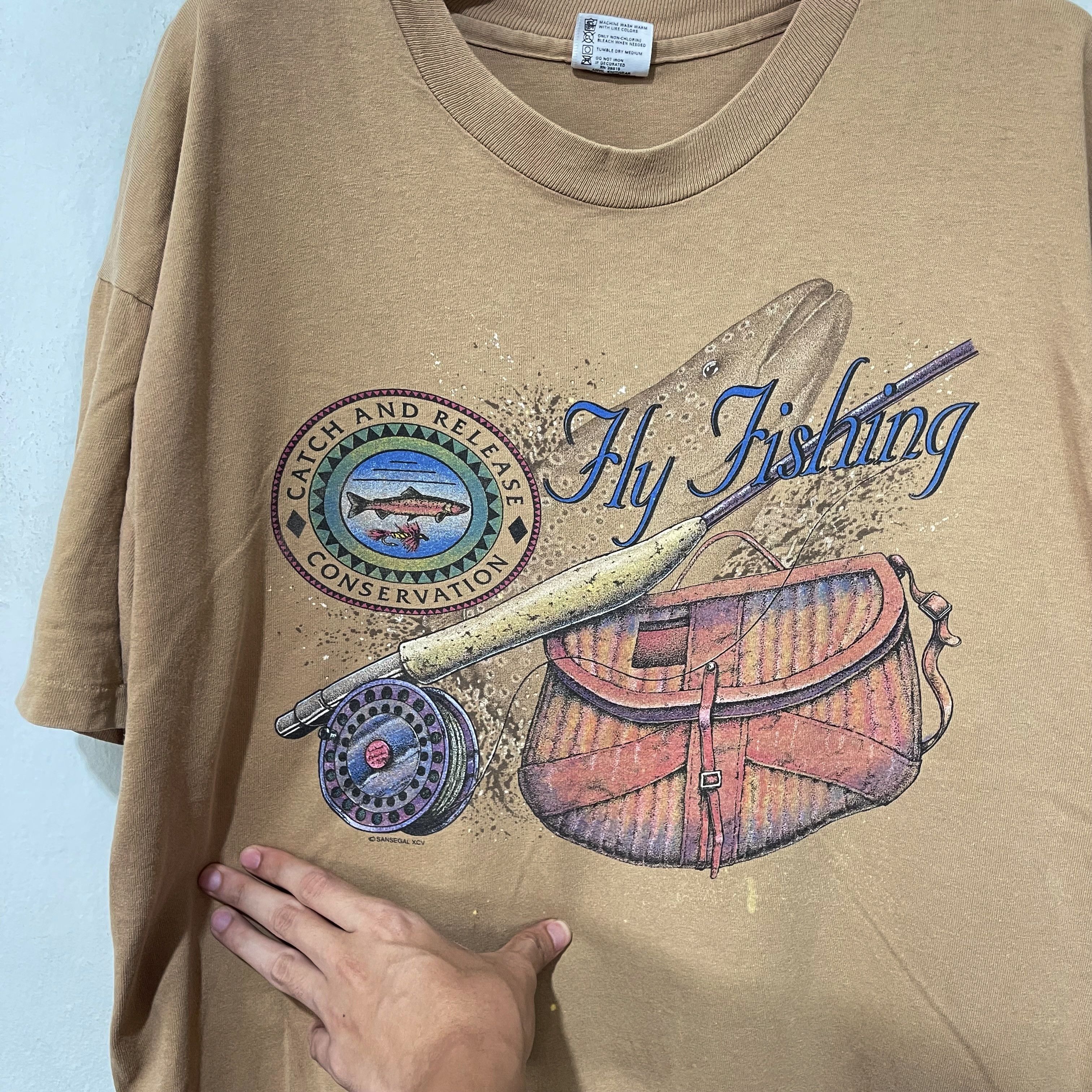 Vintage Vintage 90s Fly Fishing T-Shirt Size US L / EU 52-54 / 3 - 2 Thumbnail