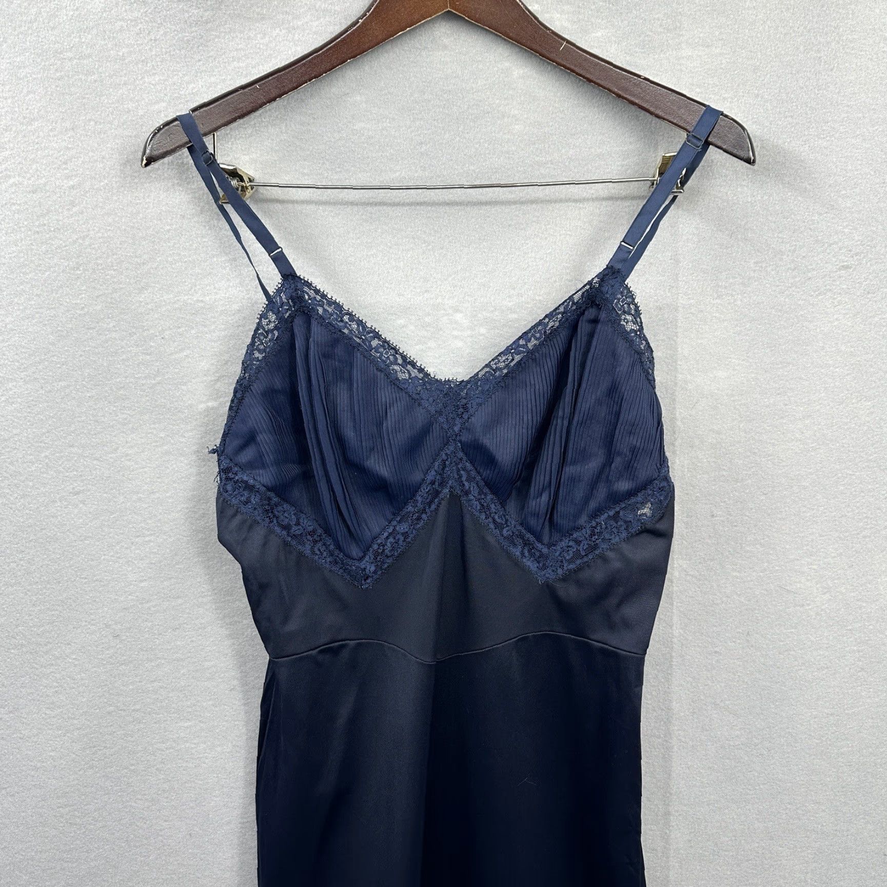 Vintage VINTAGE Vanity Fair Full Slip Nylon Floral Lace Chiffon 1960s Blue Women’s Medium Size ONE SIZE - 2 Thumbnail