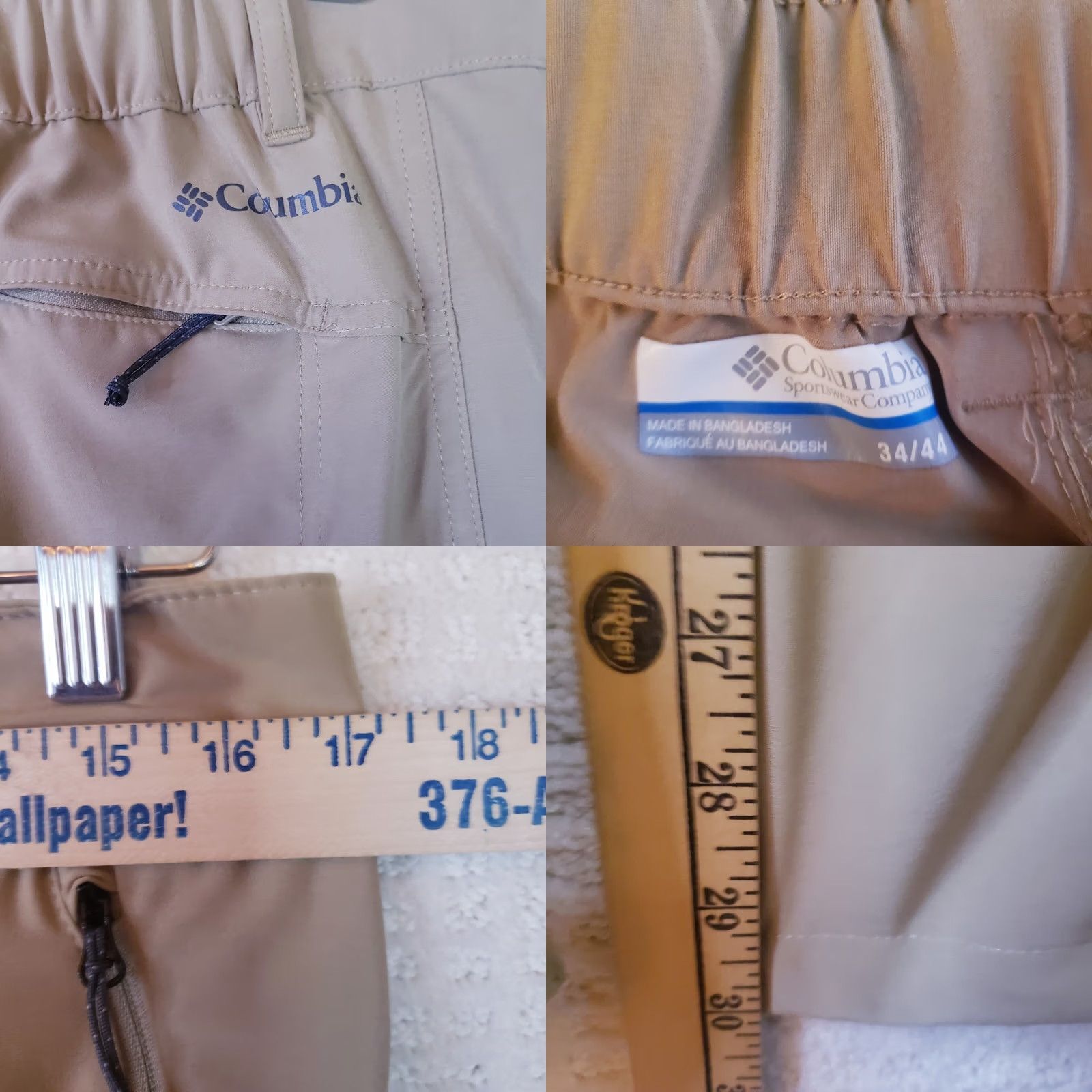 Vintage Columbia Men's Pants 34x30 Omni Shield Zipper Pockets Casual Travel Workwear Nylon Elastane Tan Khaki Straight Leg Size US 34 / EU 50 - 9 Thumbnail