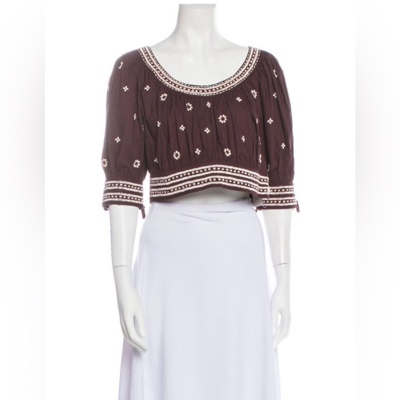 Ulla Johnson ULLA JOHNSON RARE Hand Beaded Zola Crop Top - Brown Size M / US 6-8 / IT 42-44 - 7 Thumbnail