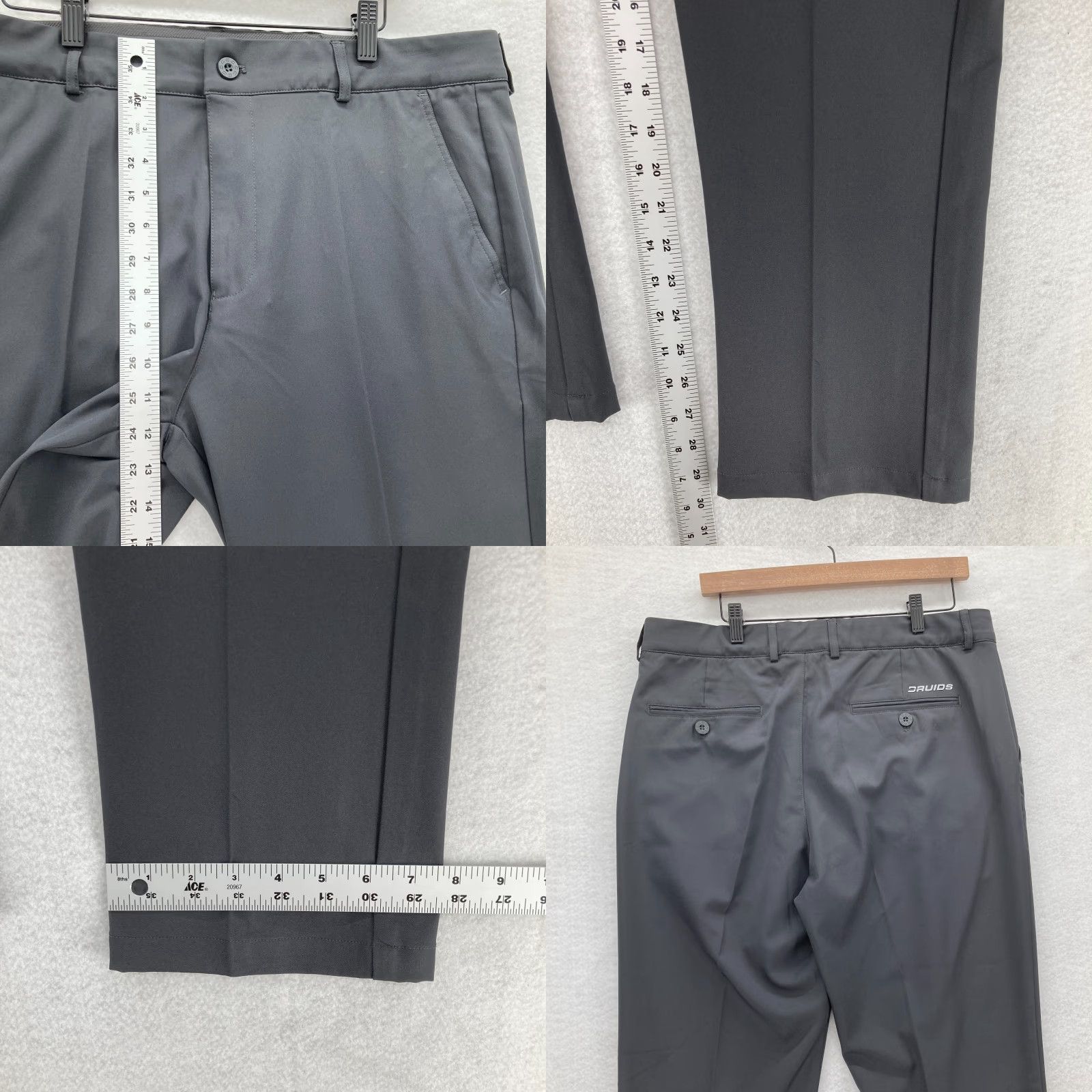 Vintage Druids Golf Pants Mens 36x30 Gray Performance Stretch Waistband Preppy Travel Pants Size US 36 / EU 52 - 8 Thumbnail
