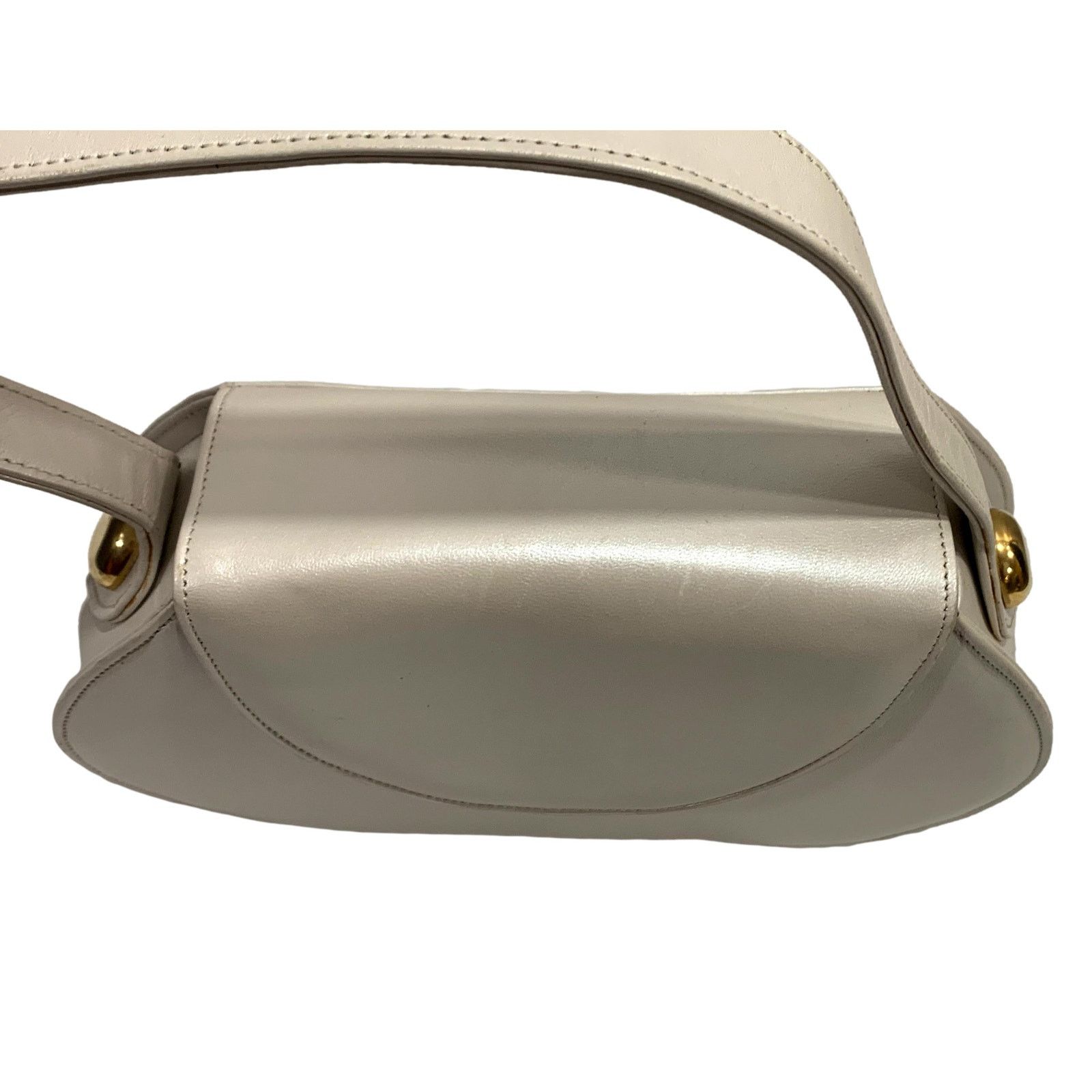 Genuine Leather × Vintage Vintage 80s Pearl White Structured Top Handle Leather Bag Size ONE SIZE - 4 Thumbnail