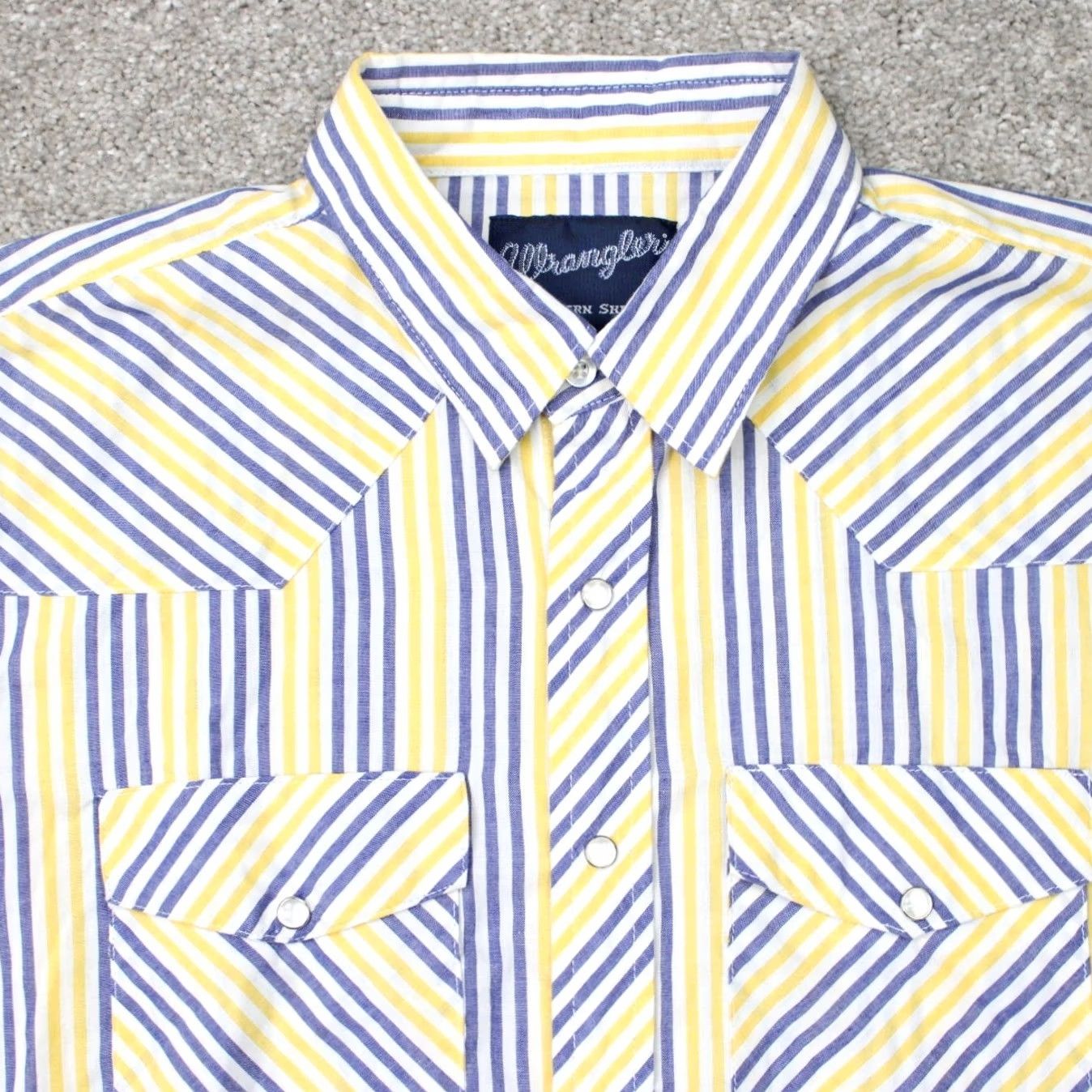 Wrangler Wrangler Shirt Mens 2XL Yellow/Blue Plaid Pearl Snap Western Long Sleeve Button-Up Shirt Mens 2XL Regular Size US XXL / EU 58 / 5 - 4 Thumbnail