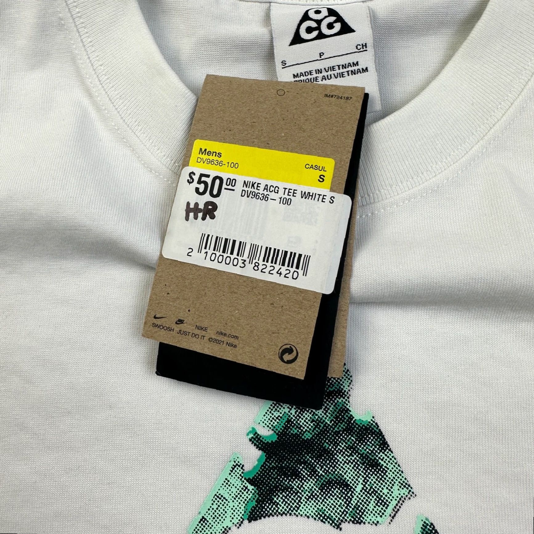 Nike Nike ACG Shirt Mens Small White Green Casual Graphic Hiking Size US S / EU 44-46 / 1 - 5 Thumbnail