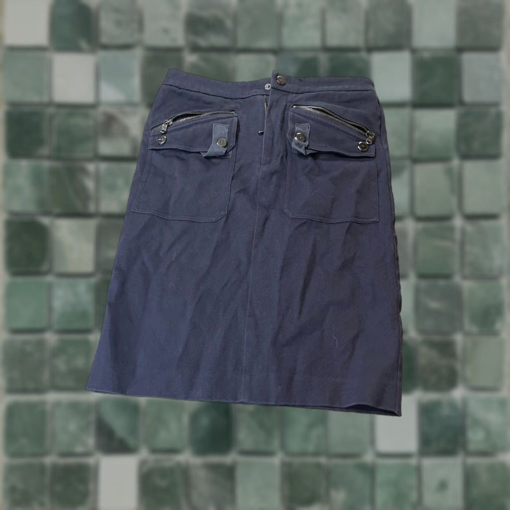 Ralph Lauren Lauren Ralph Lauren Skirt Womens Size 2 Navy Blue Zip Cargo Pockets Short Silk Formal Workwear Blue Women’s Skirt Size 26" / US 2 / IT 38 - 1 Thumbnail