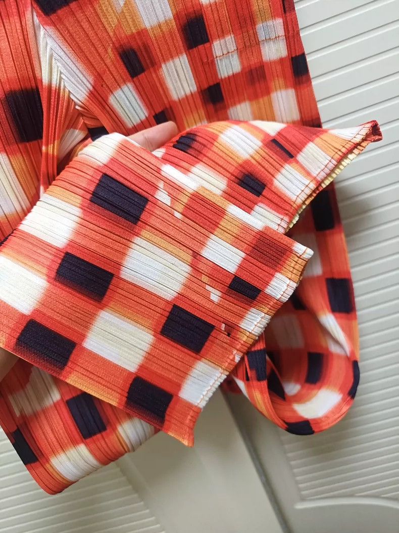 Issey Miyake Issey Miyake size:5 Orange checkered straight-leg pants Size 42" / US 20 - 5 Thumbnail