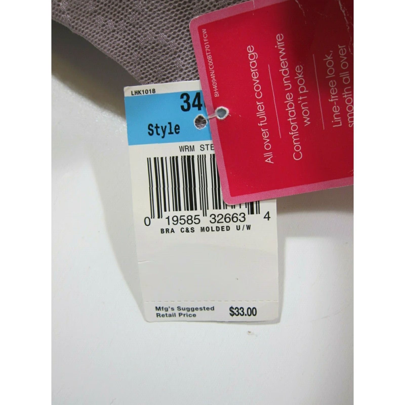 Vintage NWT Barely There No Slip Fit Purple Padded Molded Underwire Fuller Coverage 34C Size ONE SIZE - 4 Thumbnail