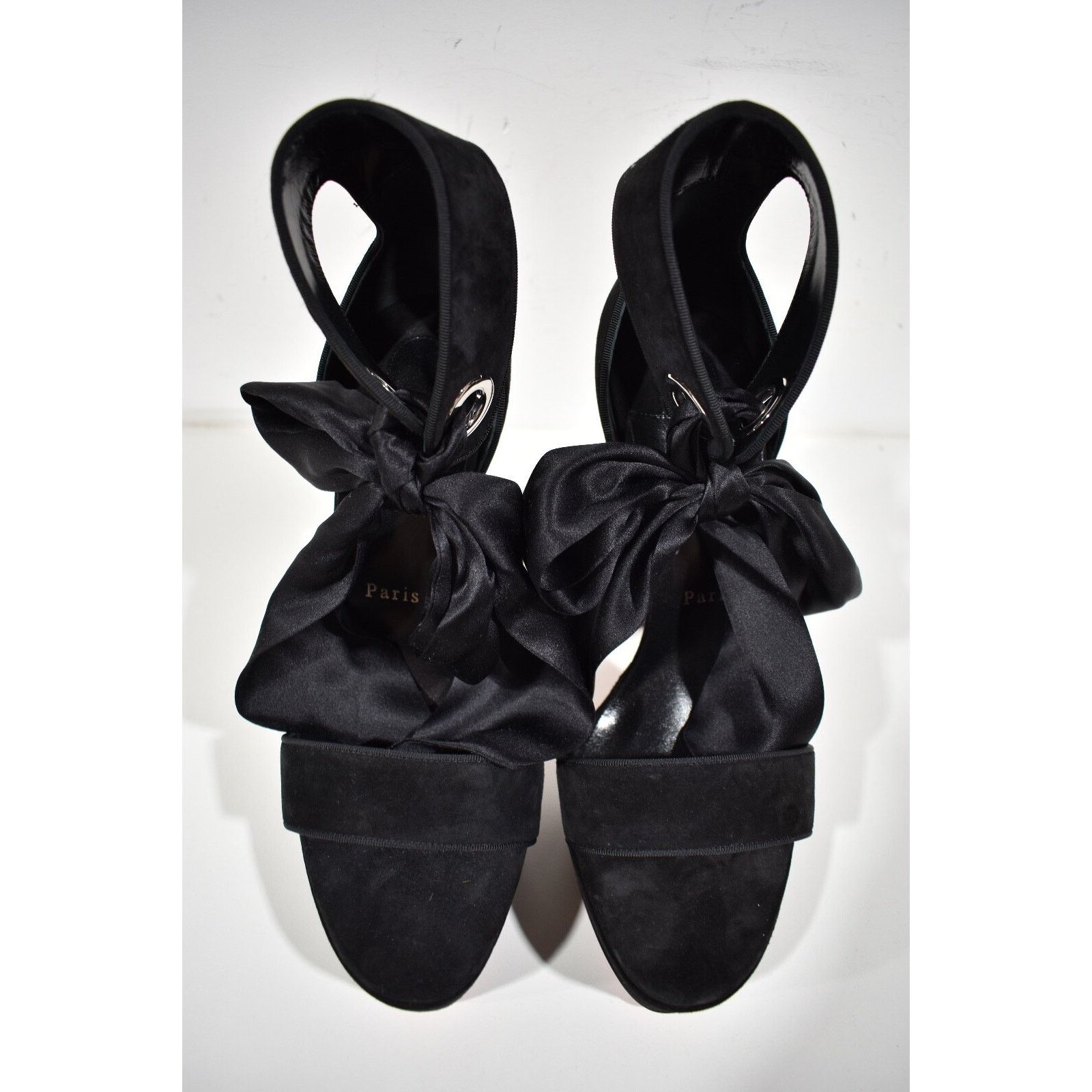 Christian Louboutin Torrida Alta 150 Black Silk Bow Platform Sandal Heel Pump 42 Size US 12 / IT 42 - 7 Thumbnail