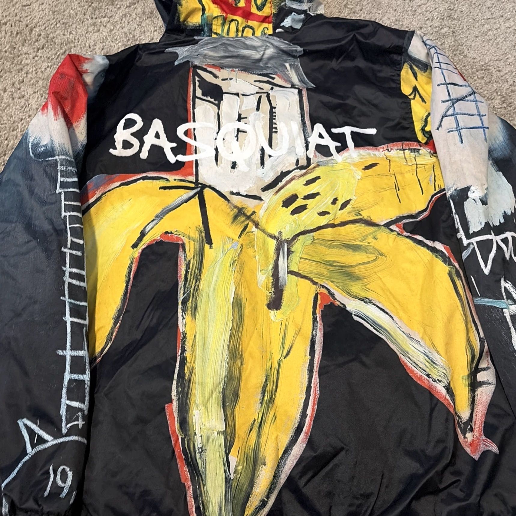 Members Only VINTAGE Jean Michael Basquiat X Members Only Black Full Zip Hooded Jacket XL Art Print Jacket Size US 36 / EU 52 - 4 Thumbnail