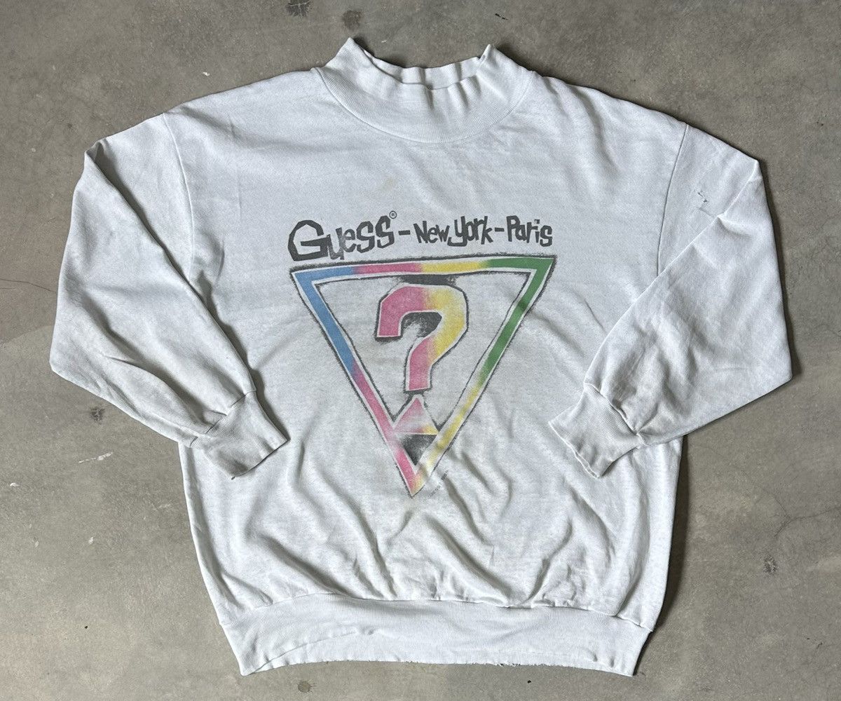 Guess VINTAGE 80S GUESS BIG LOGO WELL WORN SWEATSHIRT Size US L / EU 52-54 / 3 - 1 Thumbnail