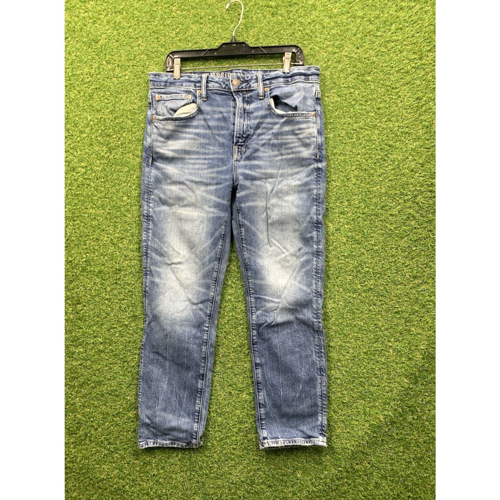 American Eagle Outfitters American Eagle Jeans Mens 32x30 Extreme Flex Slim Straight Casual Medium Wash Size US 32 / EU 48 - 2 Thumbnail