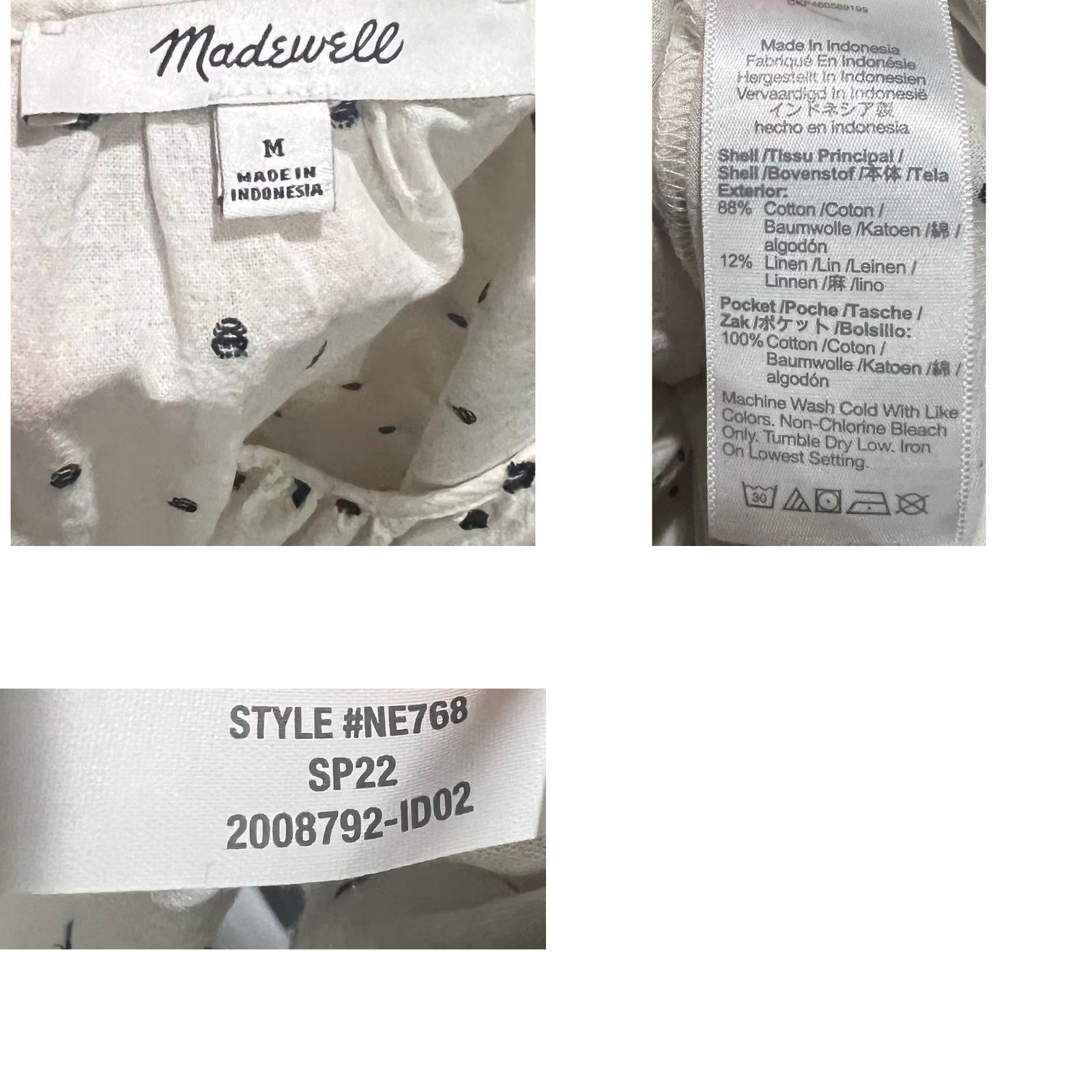 Madewell VINTAGE Madewell Lorelei Linen Blend Mini Dress Tiered Cream Cotton Clip Dot M Dress Women Knit Silk? Size M / US 6-8 / IT 42-44 - 9 Thumbnail